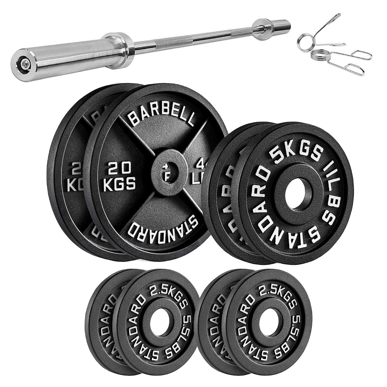 Heavy-Duty Cast Iron Weight Plates – Olympic 2″, Black Powder Finish, Compact and Durable for Home Gym Strength Training on Barbells & Dumbbells
