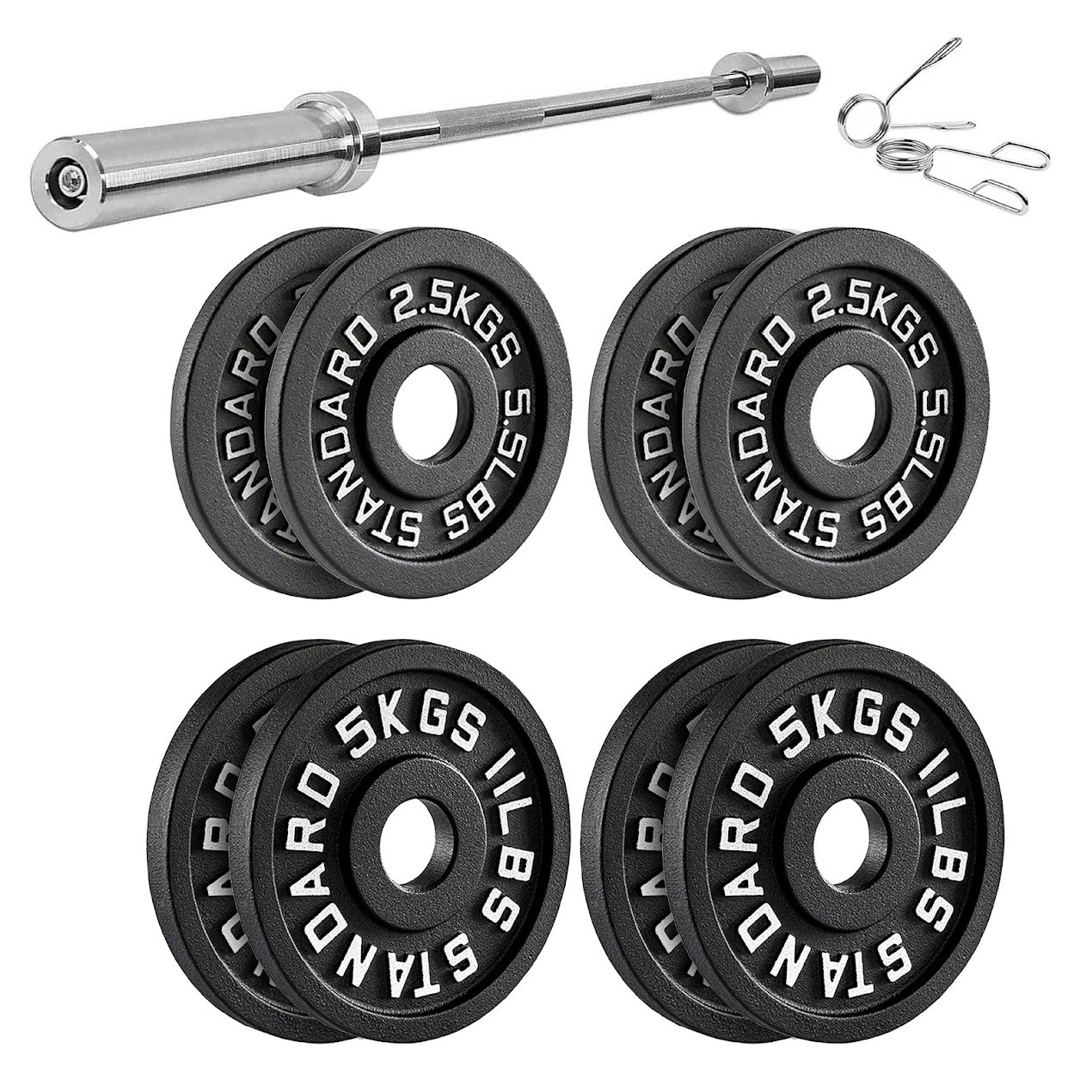 Heavy-Duty Cast Iron Weight Plates – Olympic 2″, Black Powder Finish, Compact and Durable for Home Gym Strength Training on Barbells & Dumbbells