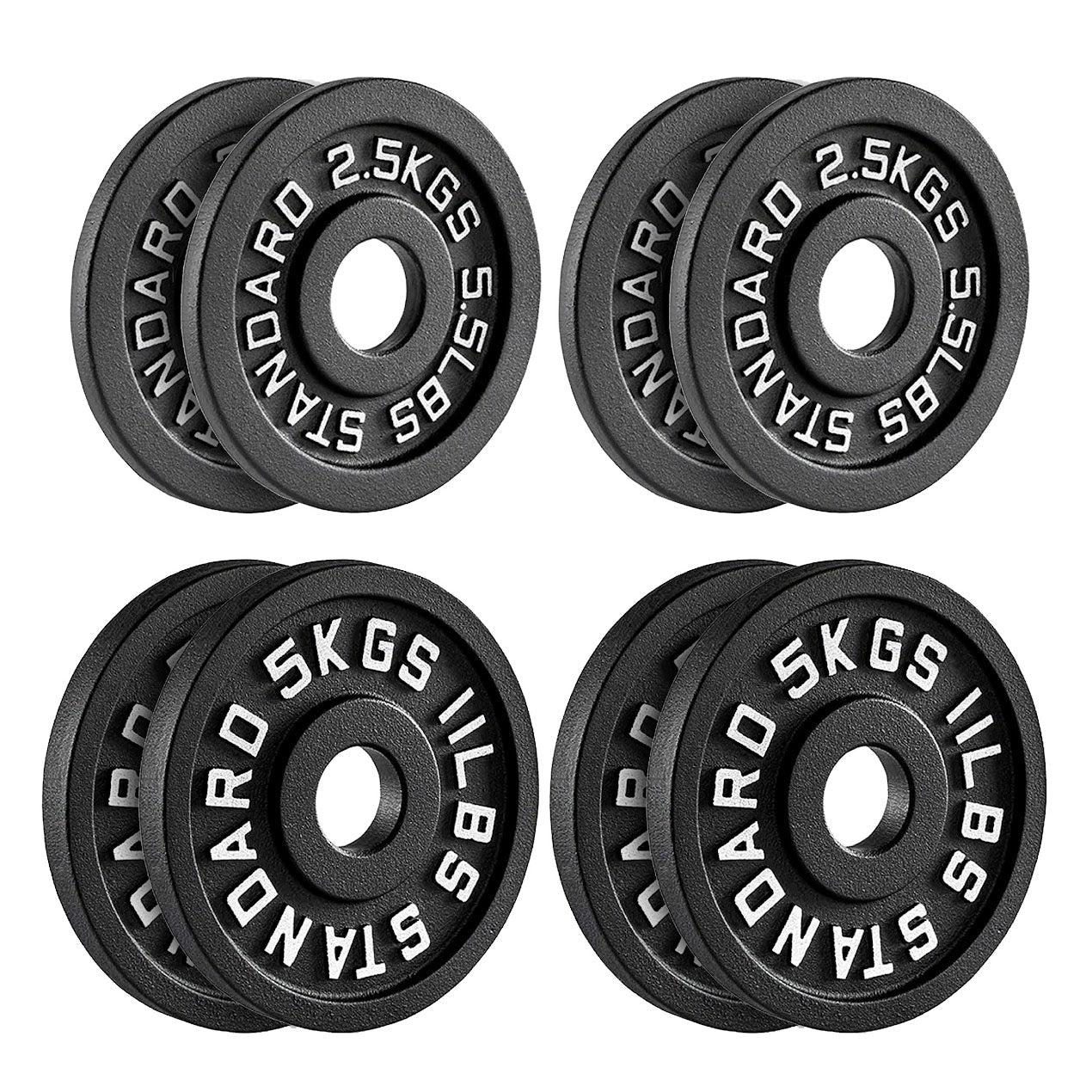 Heavy-Duty Cast Iron Weight Plates – Olympic 2″, Black Powder Finish, Compact and Durable for Home Gym Strength Training on Barbells & Dumbbells