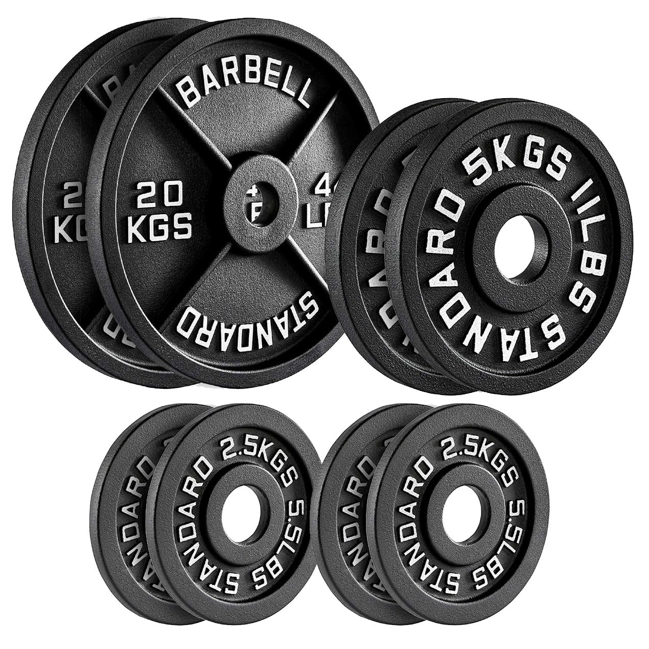 Heavy-Duty Cast Iron Weight Plates – Olympic 2″, Black Powder Finish, Compact and Durable for Home Gym Strength Training on Barbells & Dumbbells