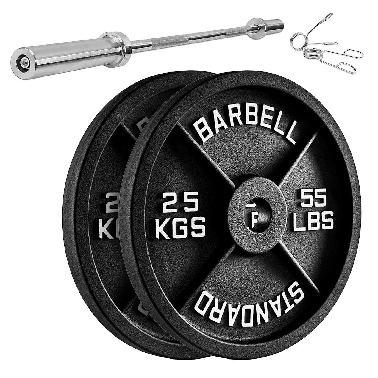 Heavy-Duty Cast Iron Weight Plates – Olympic 2″, Black Powder Finish, Compact and Durable for Home Gym Strength Training on Barbells & Dumbbells