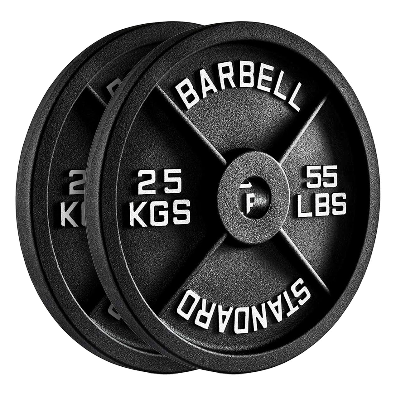 Heavy-Duty Cast Iron Weight Plates – Olympic 2″, Black Powder Finish, Compact and Durable for Home Gym Strength Training on Barbells & Dumbbells