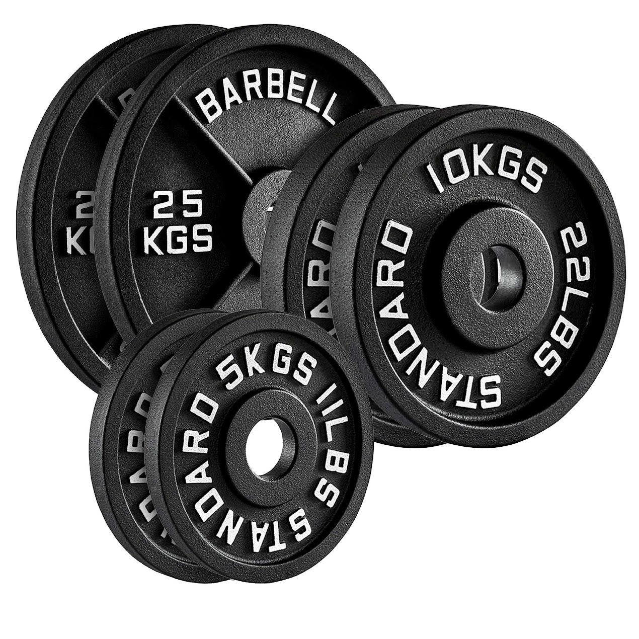 Heavy-Duty Cast Iron Weight Plates – Olympic 2″, Black Powder Finish, Compact and Durable for Home Gym Strength Training on Barbells & Dumbbells