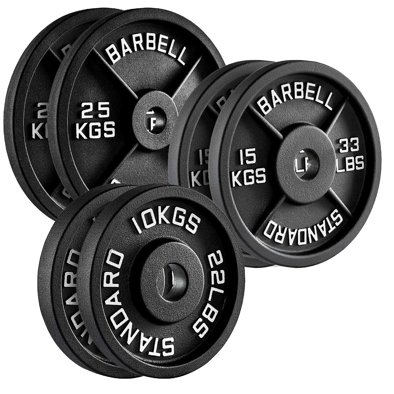 Heavy-Duty Cast Iron Weight Plates – Olympic 2″, Black Powder Finish, Compact and Durable for Home Gym Strength Training on Barbells & Dumbbells