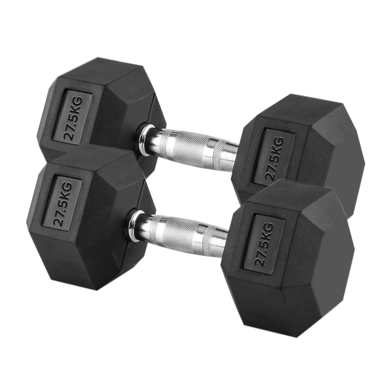 Hex Dumbbells 2.5kg–60kg Full Set or Pairs – Rubber-Coated Weights with Anti-Roll Design & Knurled Steel Handles – For Home Gym or Studio Strength Training