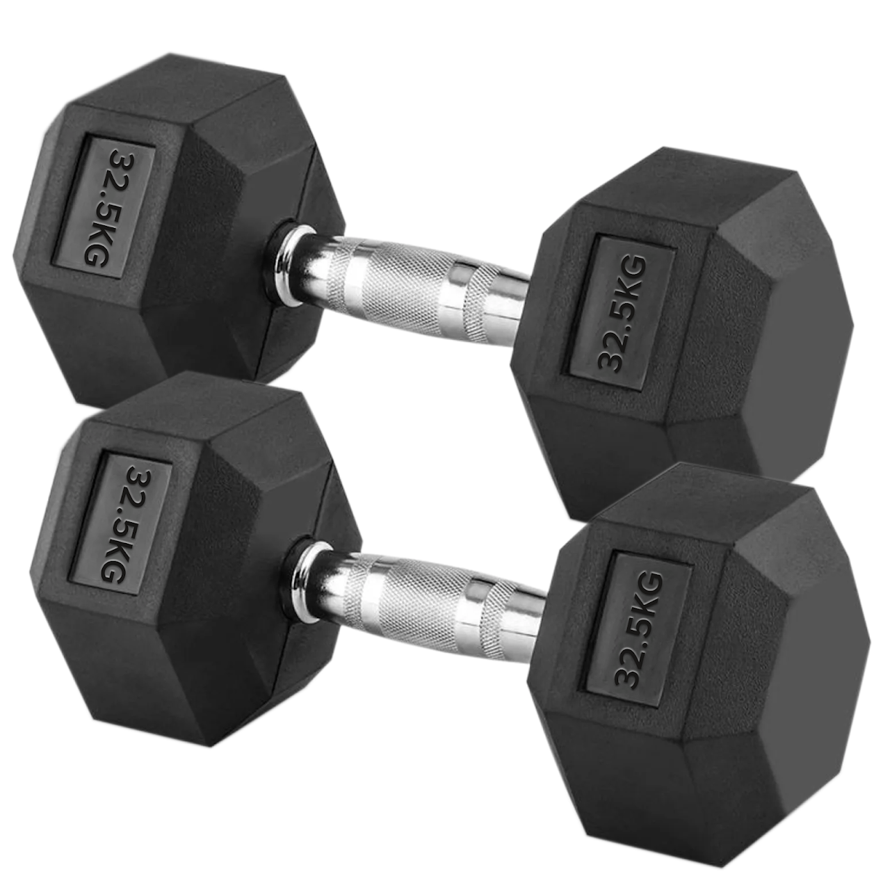 Hex Dumbbells 2.5kg–60kg Full Set or Pairs – Rubber-Coated Weights with Anti-Roll Design & Knurled Steel Handles – For Home Gym or Studio Strength Training