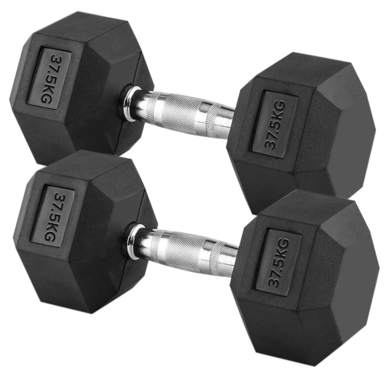 Hex Dumbbells 2.5kg–60kg Full Set or Pairs – Rubber-Coated Weights with Anti-Roll Design & Knurled Steel Handles – For Home Gym or Studio Strength Training