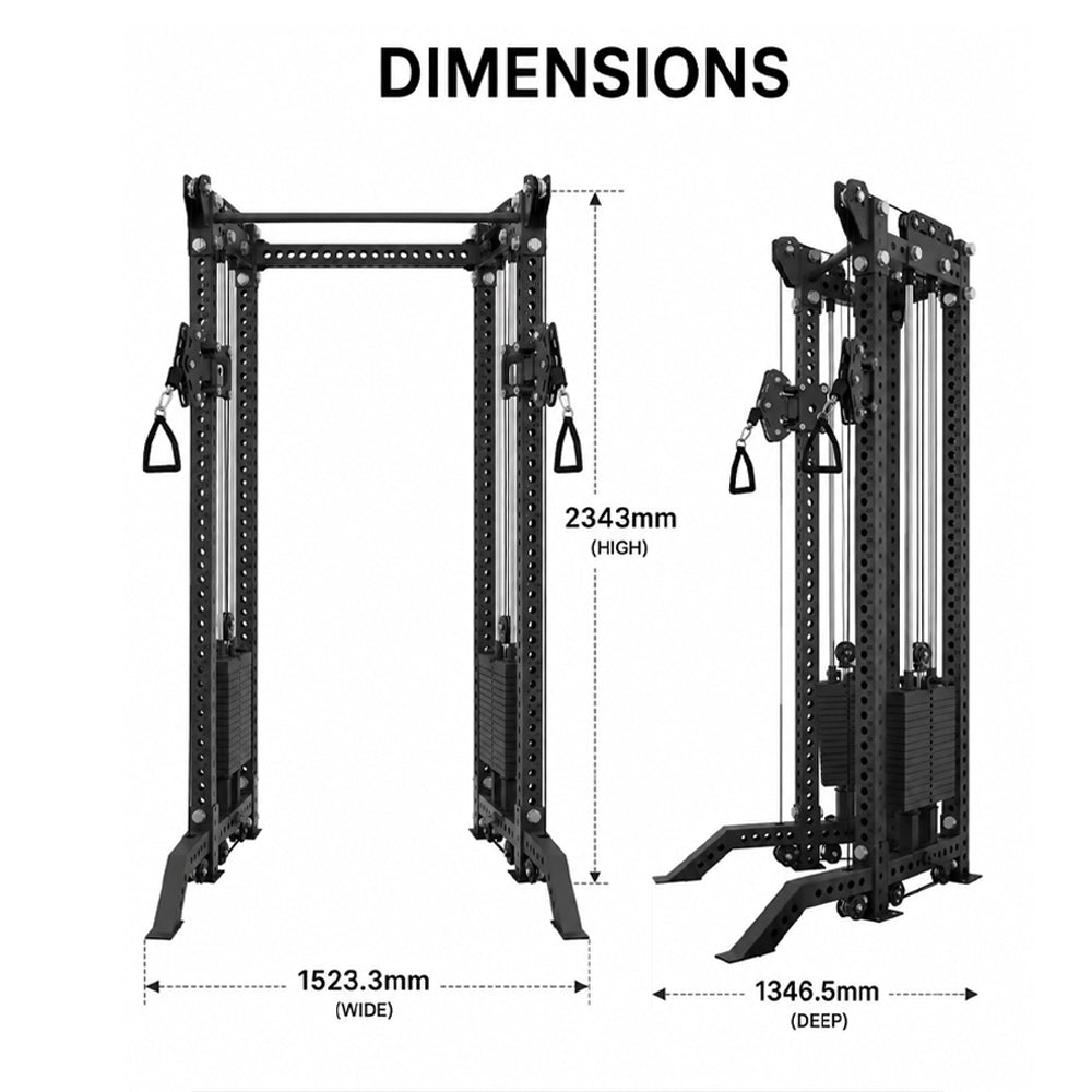 Dual Cable Training Cage with Squat Rack, Pulley System & Chin-Up Bar