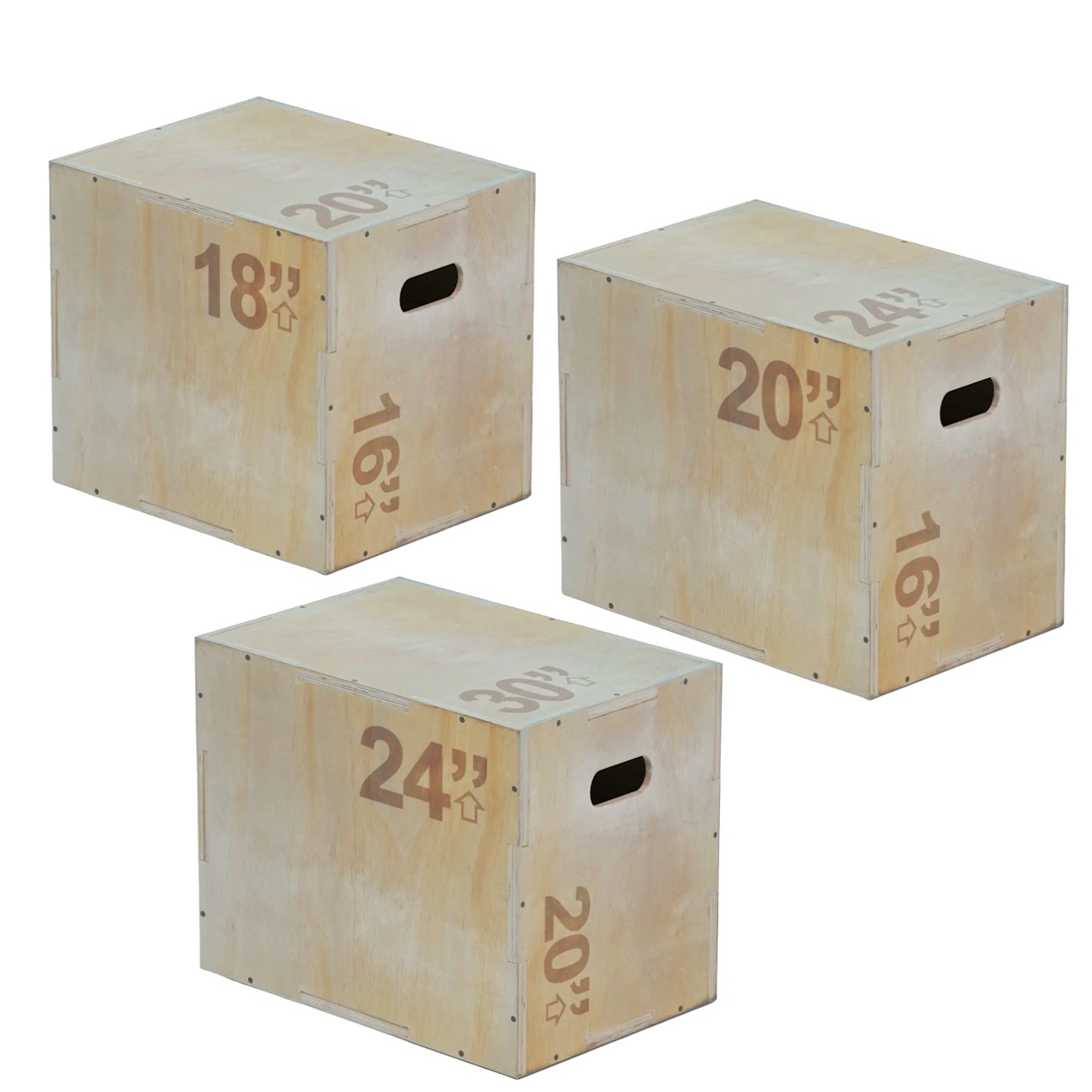 Adjustable 3-in-1 Plyometric Jump Box – Heavy-Duty Wood Build, Multi-Level Heights (12/14/16″) – Non-Slip Top & Side Handles for Strength, HIIT & Agility – Compact Home Gym Must-Have
