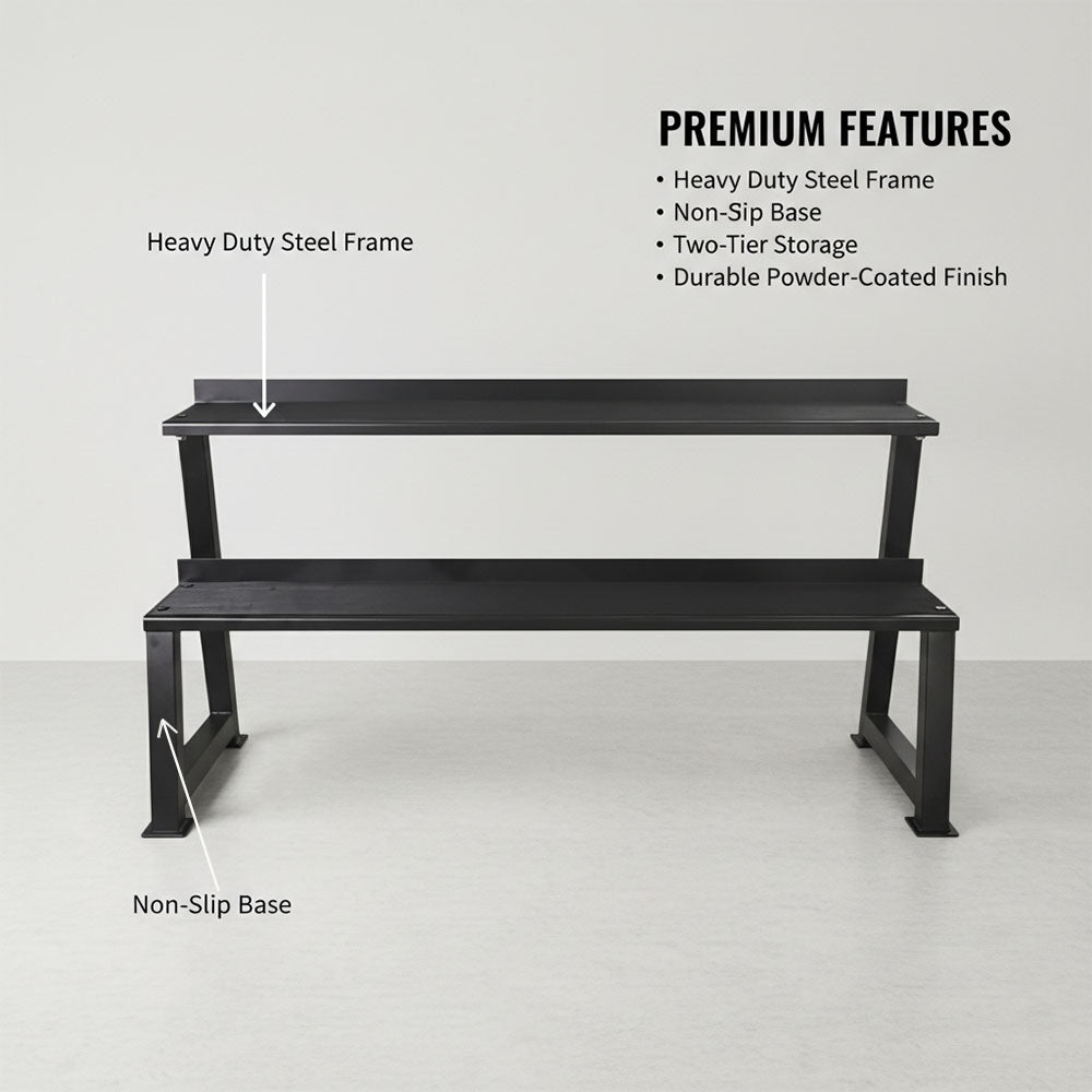 Heavy-Duty Kettlebell Storage Rack – 2-Tier Steel Weight Organizer