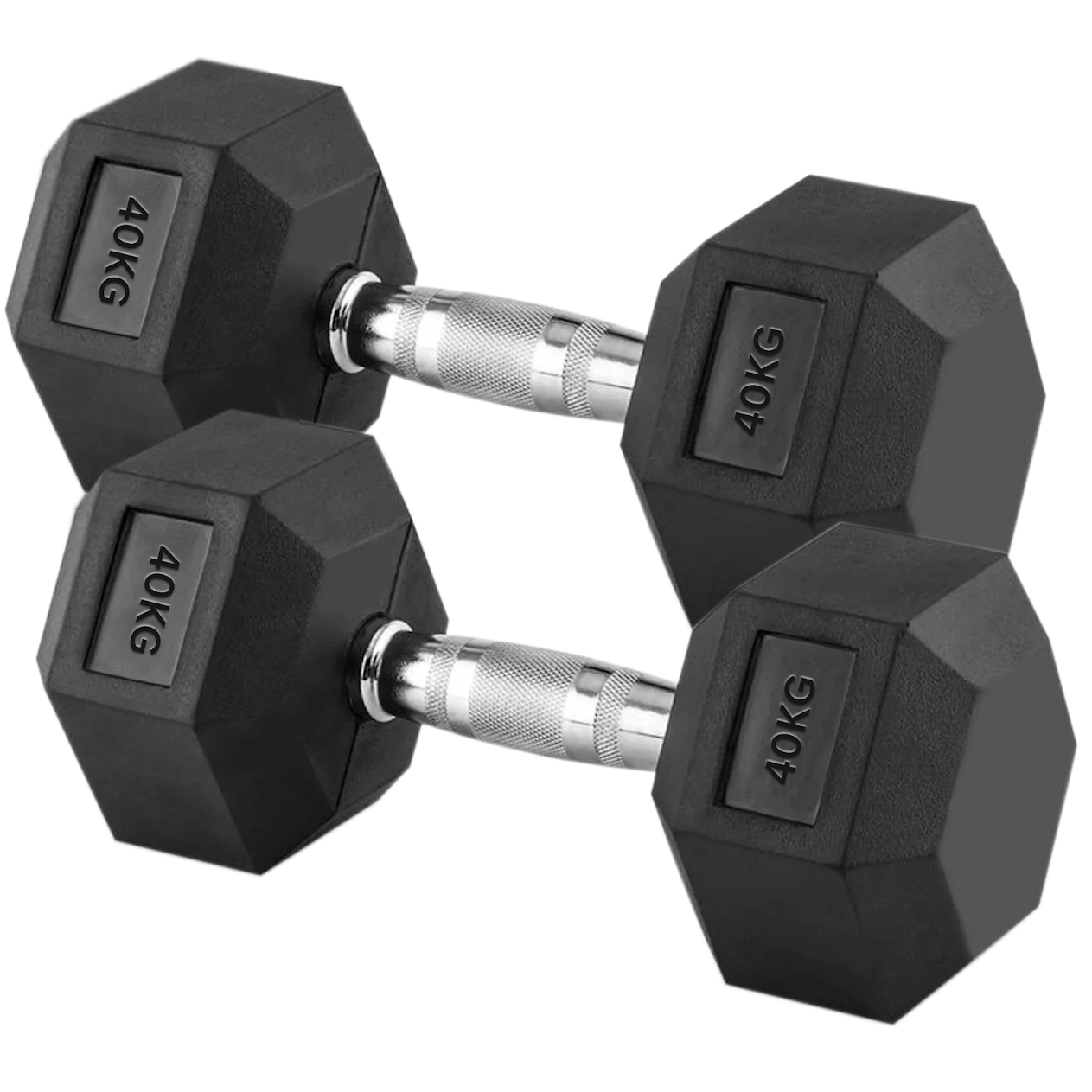 Hex Dumbbells 2.5kg–60kg Full Set or Pairs – Rubber-Coated Weights with Anti-Roll Design & Knurled Steel Handles – For Home Gym or Studio Strength Training