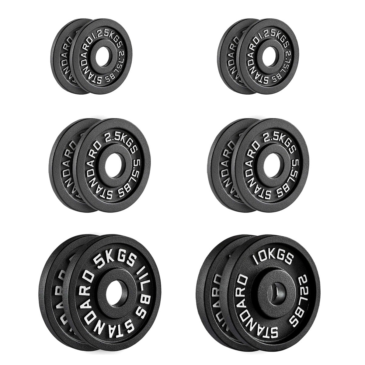 Heavy-Duty Cast Iron Weight Plates – Olympic 2″, Black Powder Finish, Compact and Durable for Home Gym Strength Training on Barbells & Dumbbells
