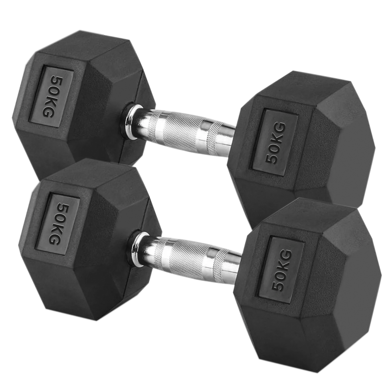 Hex Dumbbells 2.5kg–60kg Full Set or Pairs – Rubber-Coated Weights with Anti-Roll Design & Knurled Steel Handles – For Home Gym or Studio Strength Training