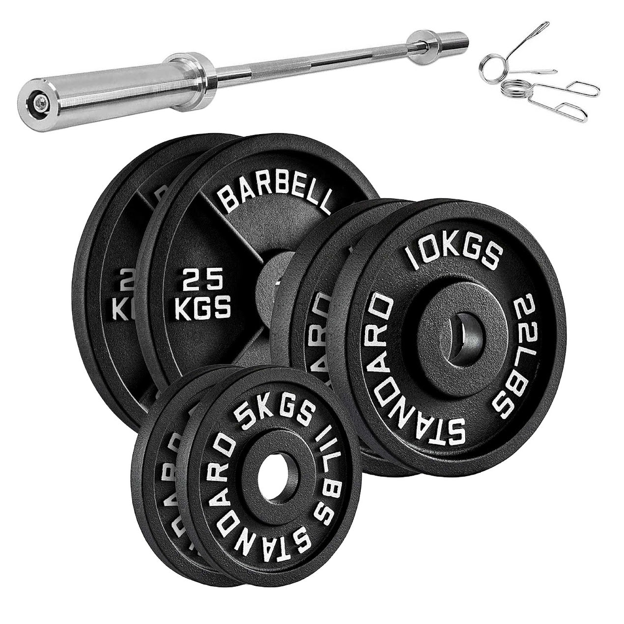 Heavy-Duty Cast Iron Weight Plates – Olympic 2″, Black Powder Finish, Compact and Durable for Home Gym Strength Training on Barbells & Dumbbells