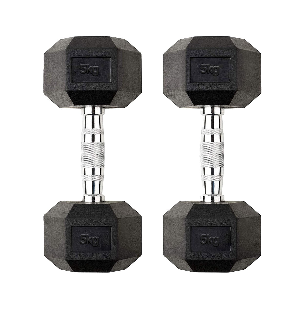 Hex Dumbbells 2.5kg–60kg Full Set or Pairs – Rubber-Coated Weights with Anti-Roll Design & Knurled Steel Handles – For Home Gym or Studio Strength Training