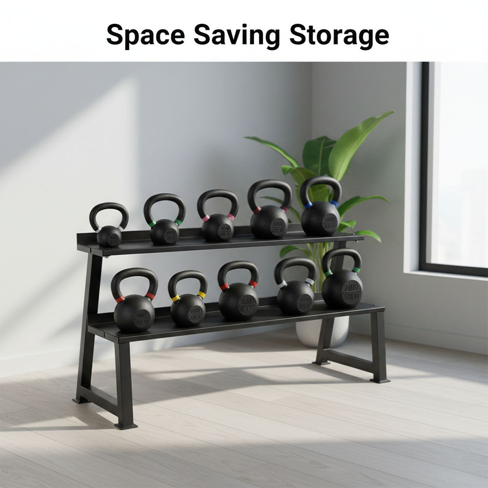 Heavy-Duty Kettlebell Storage Rack – 2-Tier Steel Weight Organizer