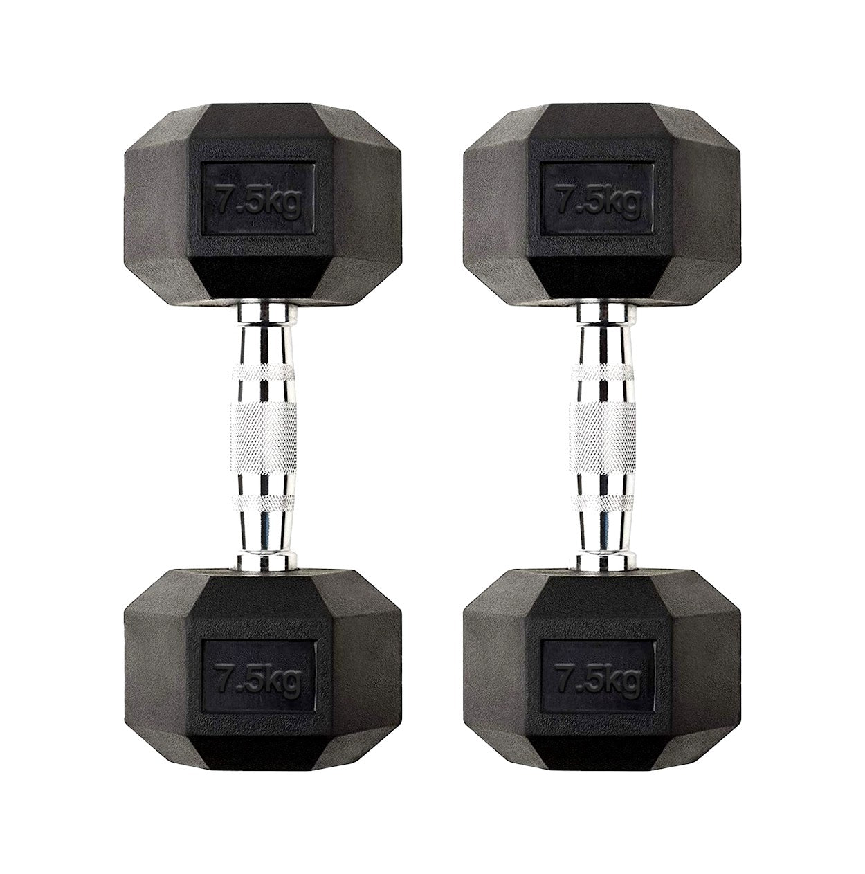 Hex Dumbbells 2.5kg–60kg Full Set or Pairs – Rubber-Coated Weights with Anti-Roll Design & Knurled Steel Handles – For Home Gym or Studio Strength Training
