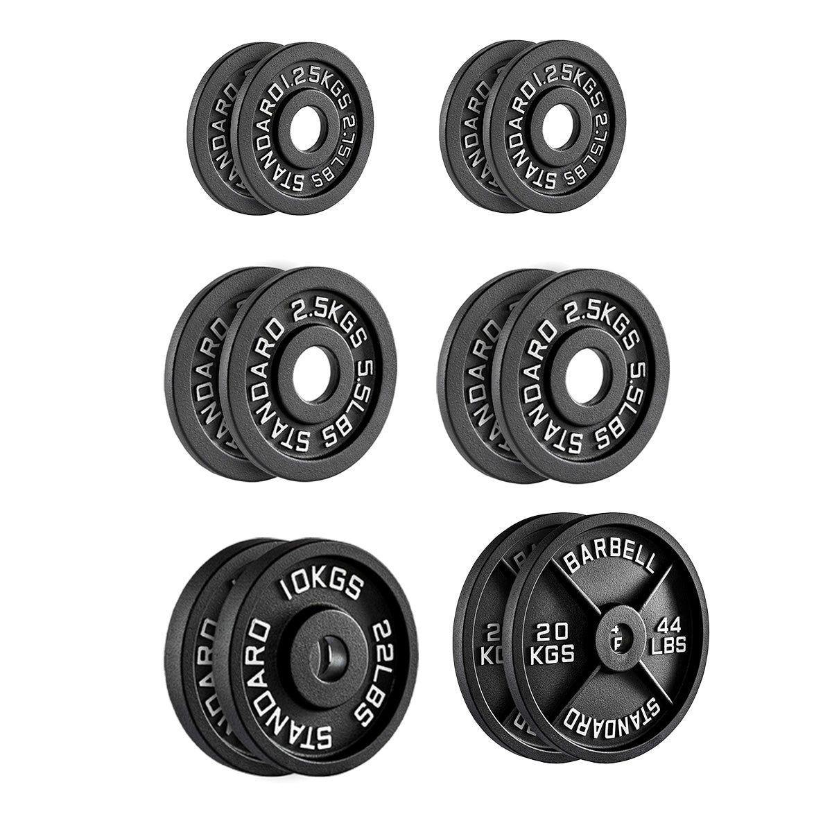 Heavy-Duty Cast Iron Weight Plates – Olympic 2″, Black Powder Finish, Compact and Durable for Home Gym Strength Training on Barbells & Dumbbells