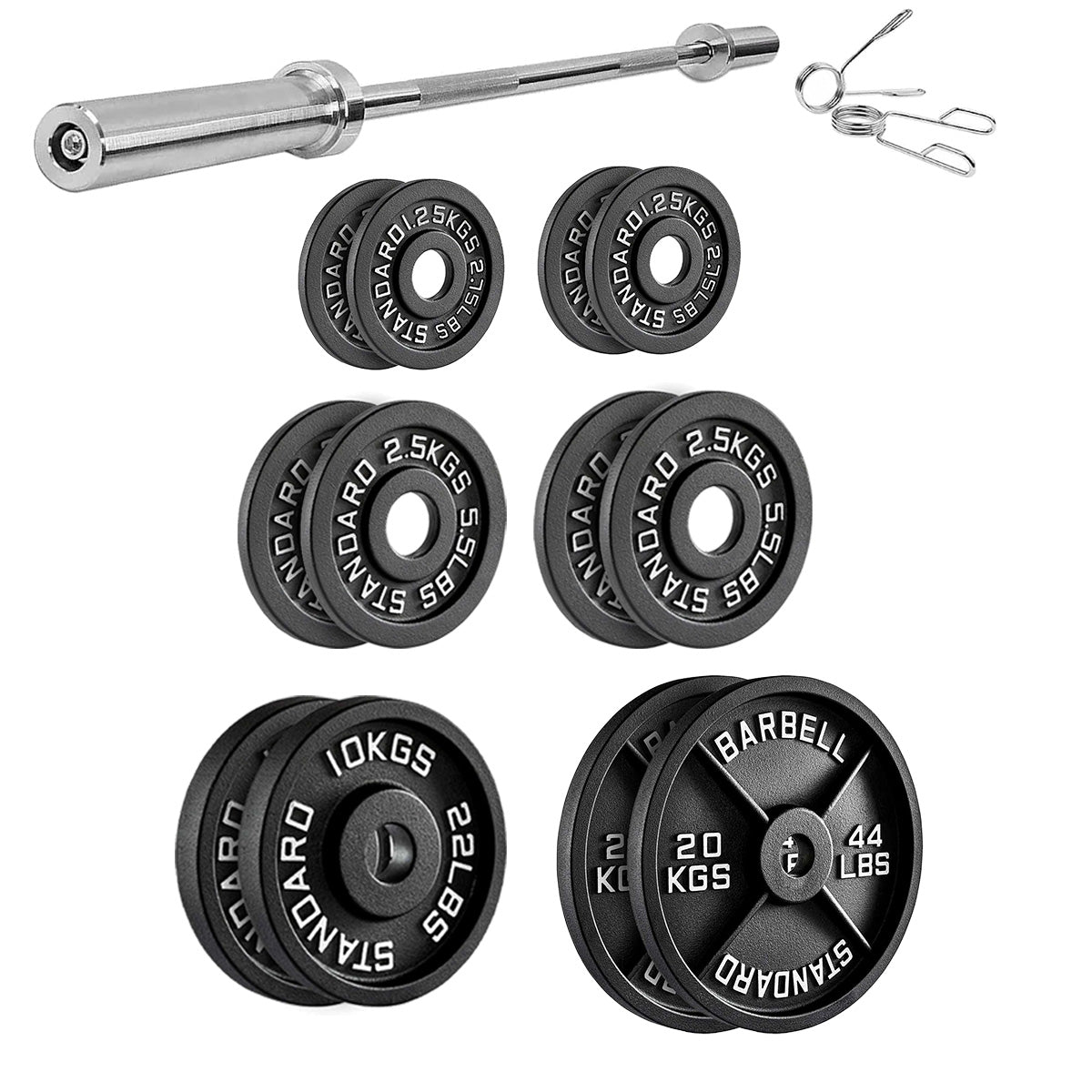 Heavy-Duty Cast Iron Weight Plates – Olympic 2″, Black Powder Finish, Compact and Durable for Home Gym Strength Training on Barbells & Dumbbells