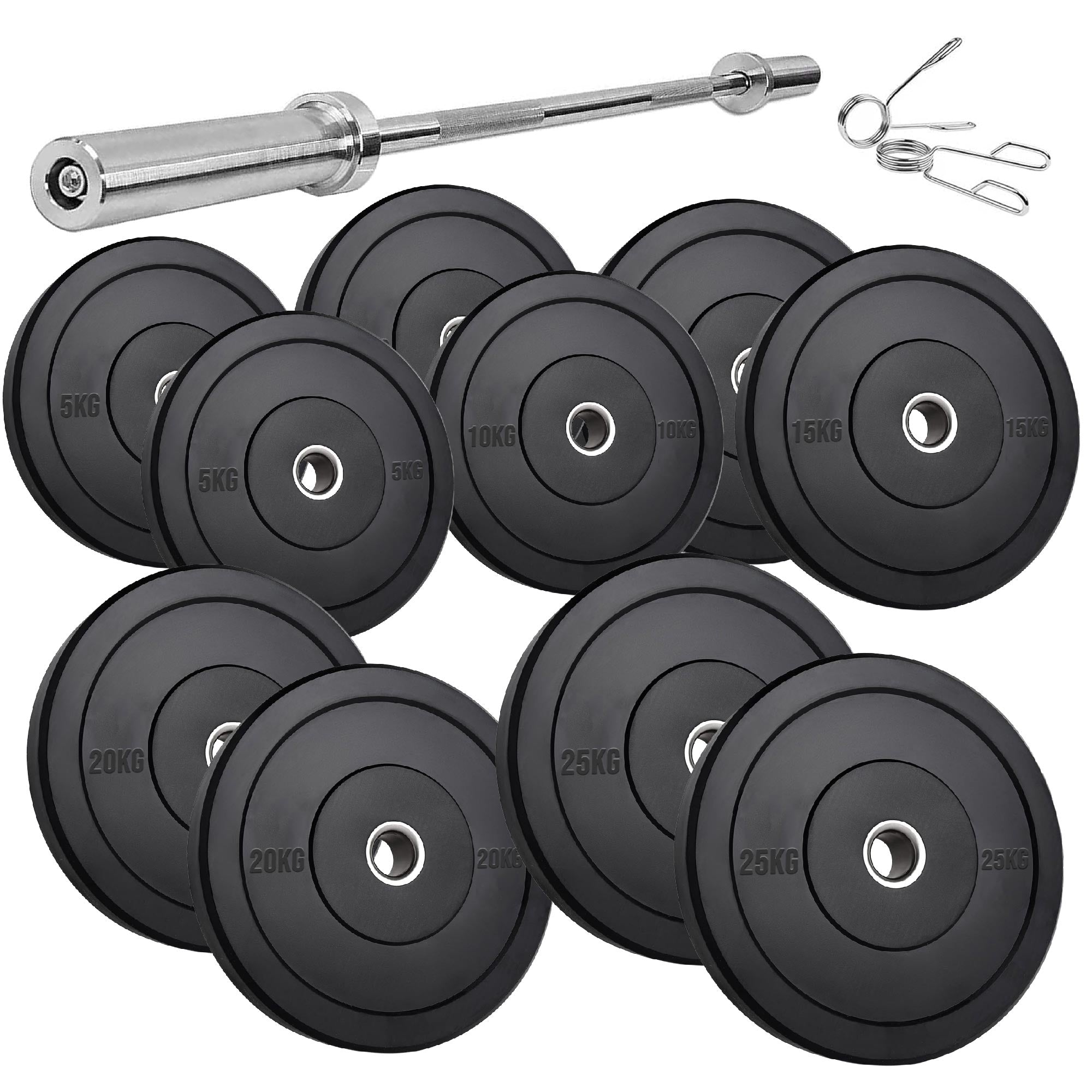 Olympic Heavy-Duty Rubber Bumper Plates – Durable Weight Plates in Singles, Pairs & Sets with Steel Hub, Low Bounce, for Strength Training & CrossFit in Home Gyms
