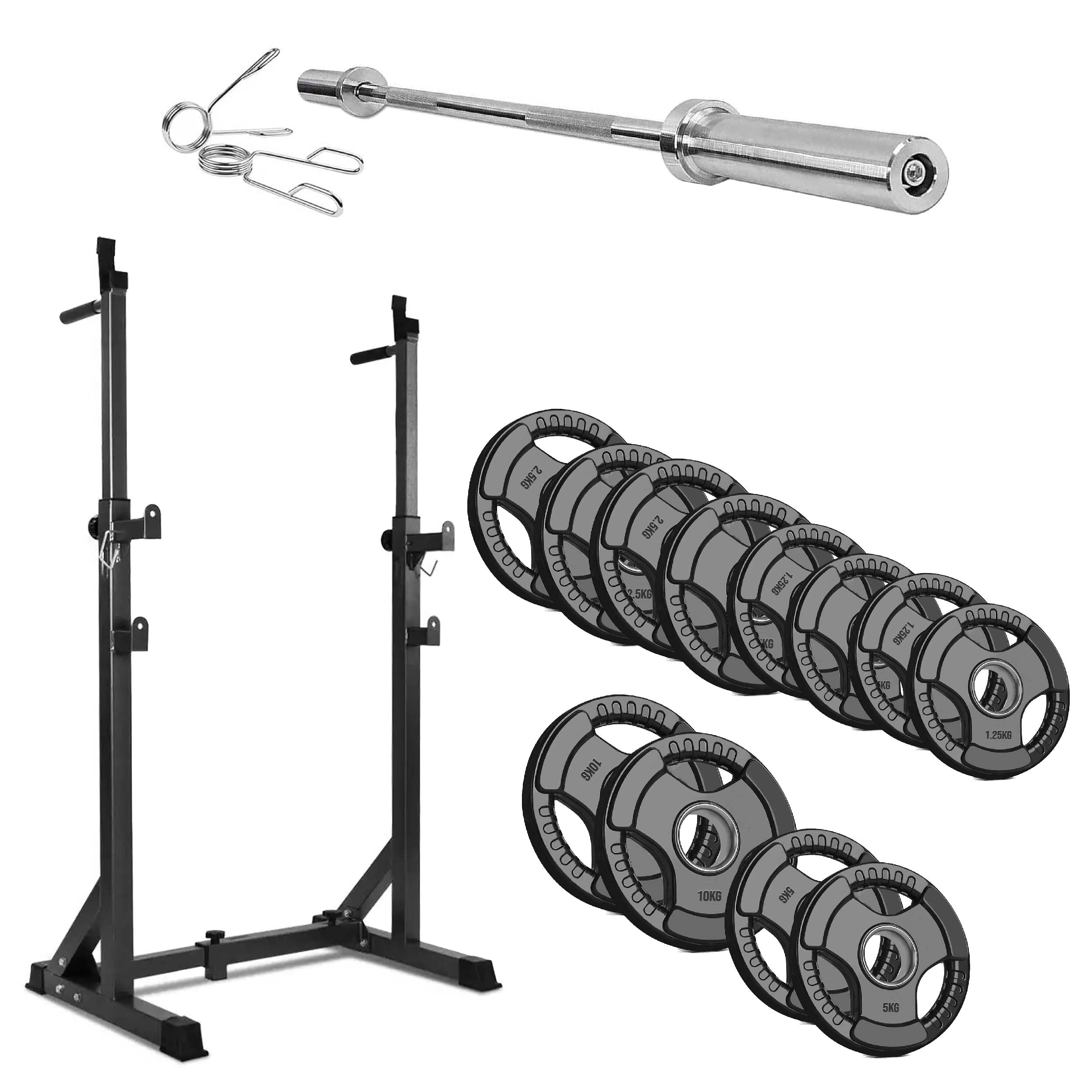 Heavy-Duty Adjustable Half Squat Rack with Dip Station & Spotters, 200KG Max Load – Powder-Coated Steel Strength Training Stand for Home Gym