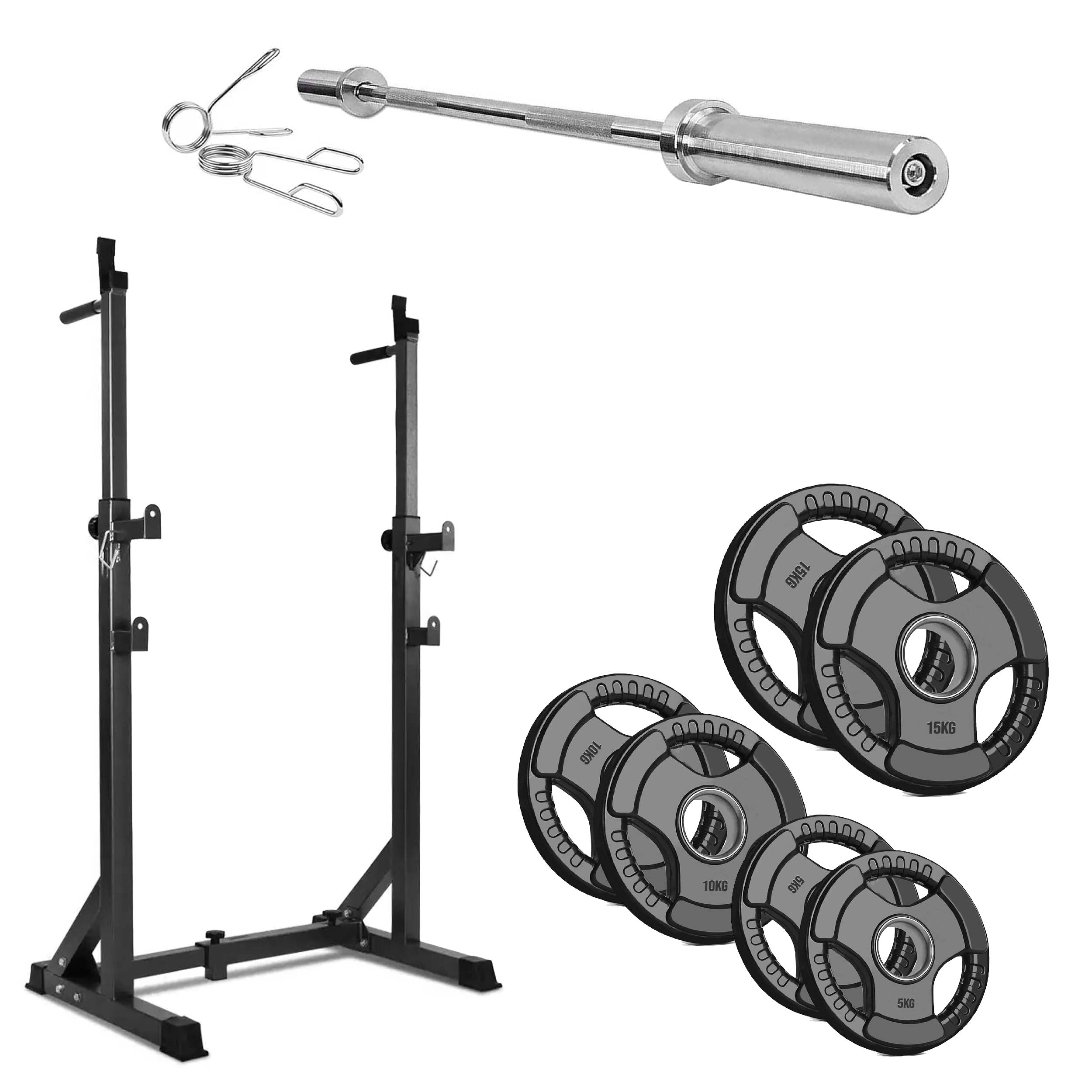 Heavy-Duty Adjustable Half Squat Rack with Dip Station & Spotters, 200KG Max Load – Powder-Coated Steel Strength Training Stand for Home Gym