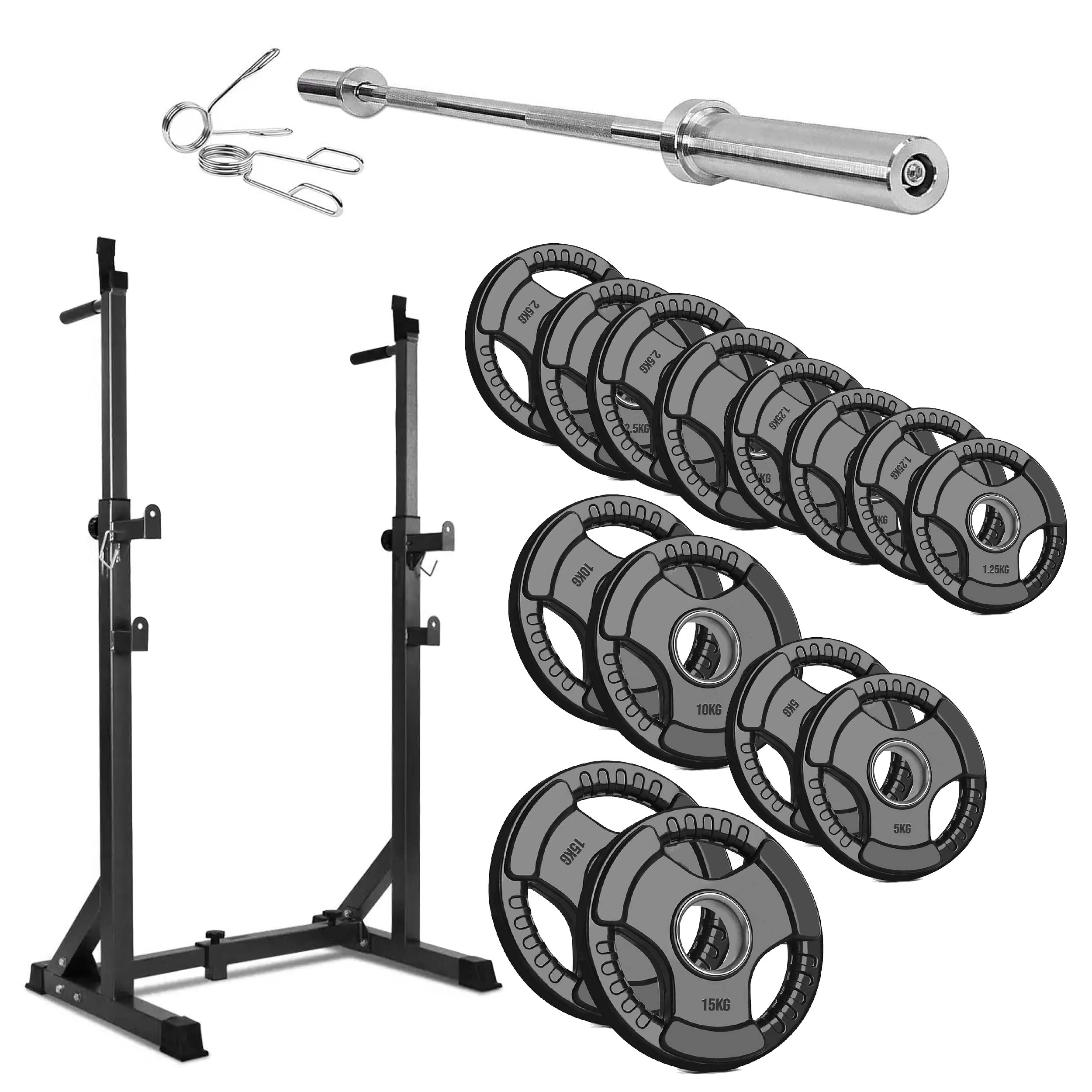 Heavy-Duty Adjustable Half Squat Rack with Dip Station & Spotters, 200KG Max Load – Powder-Coated Steel Strength Training Stand for Home Gym