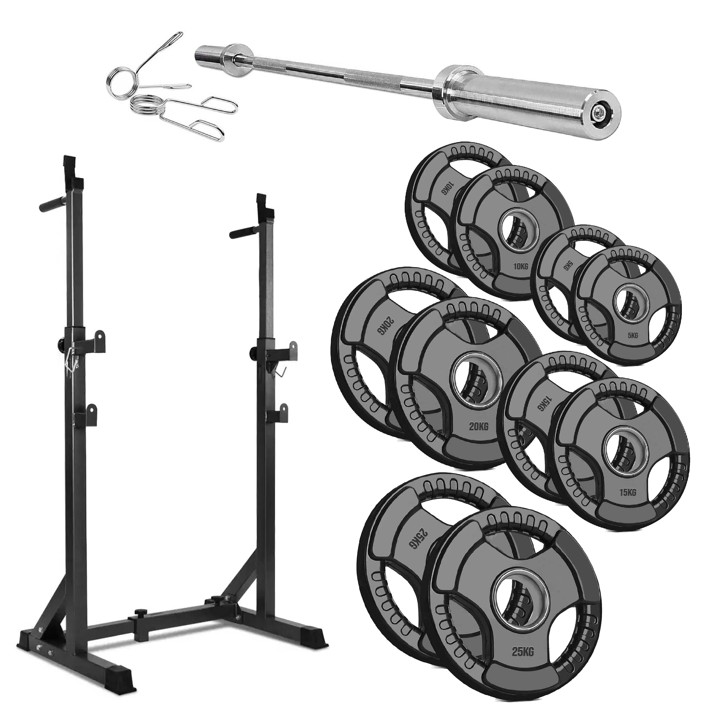 Heavy-Duty Adjustable Half Squat Rack with Dip Station & Spotters, 200KG Max Load – Powder-Coated Steel Strength Training Stand for Home Gym