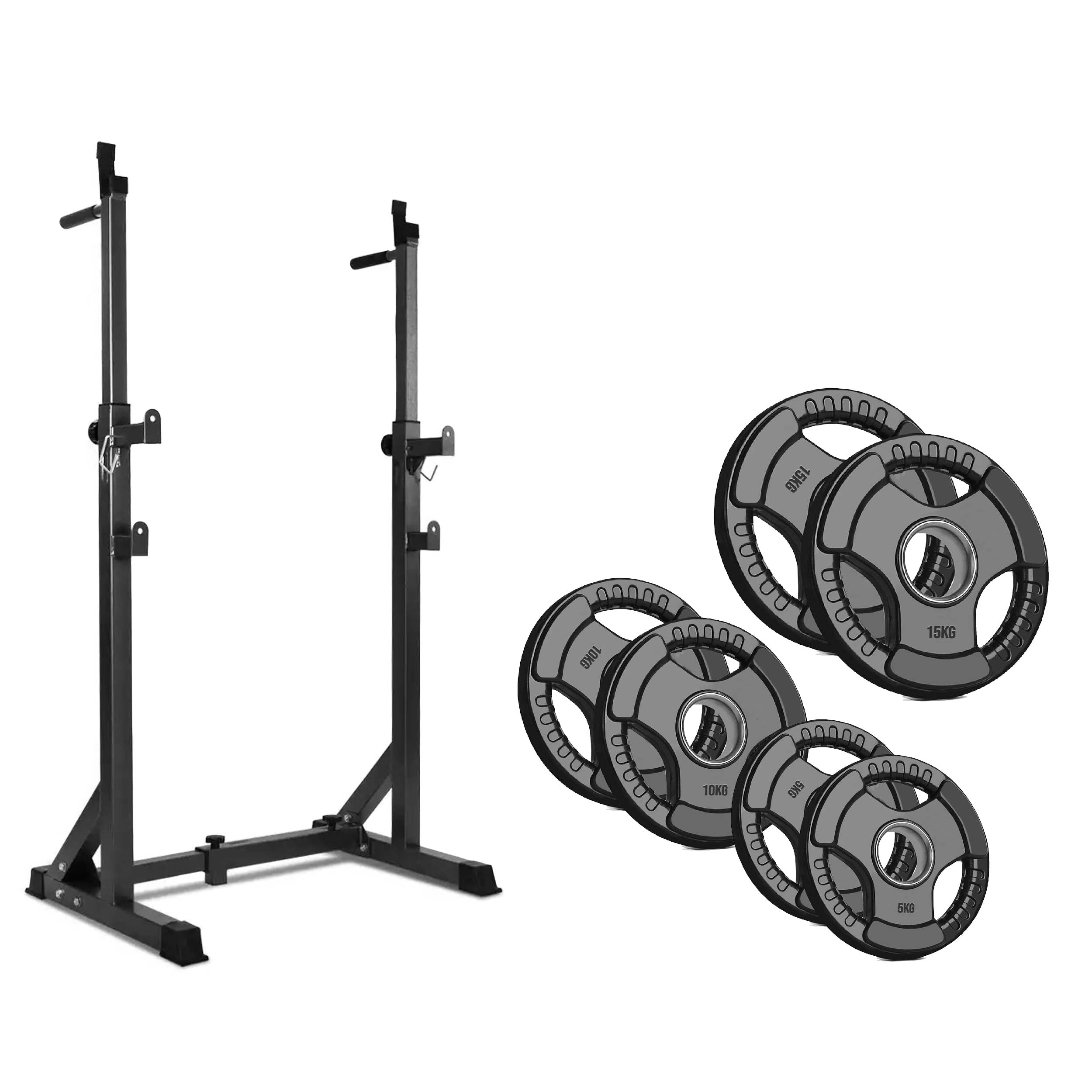 Heavy-Duty Adjustable Half Squat Rack with Dip Station & Spotters, 200KG Max Load – Powder-Coated Steel Strength Training Stand for Home Gym