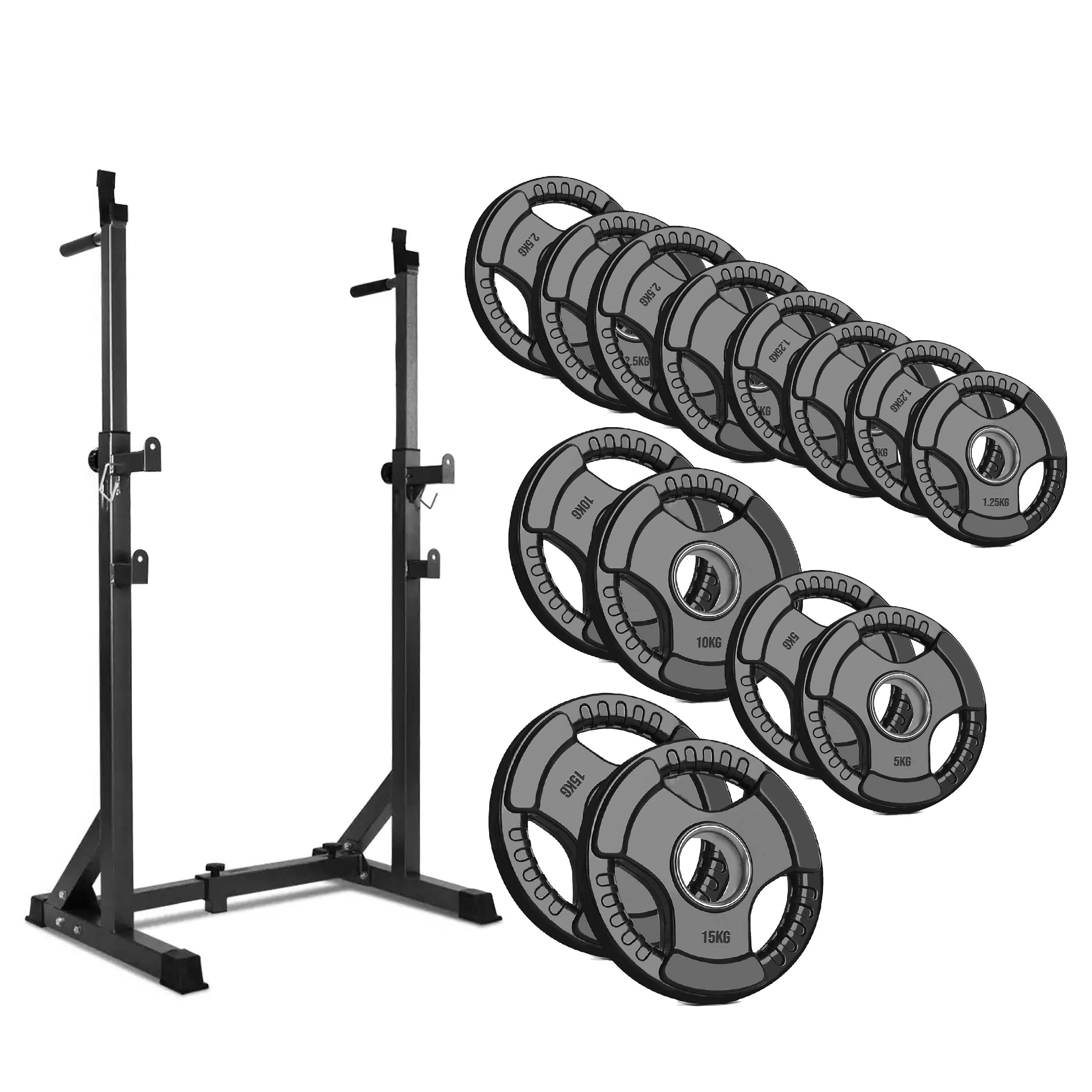 Heavy-Duty Adjustable Half Squat Rack with Dip Station & Spotters, 200KG Max Load – Powder-Coated Steel Strength Training Stand for Home Gym