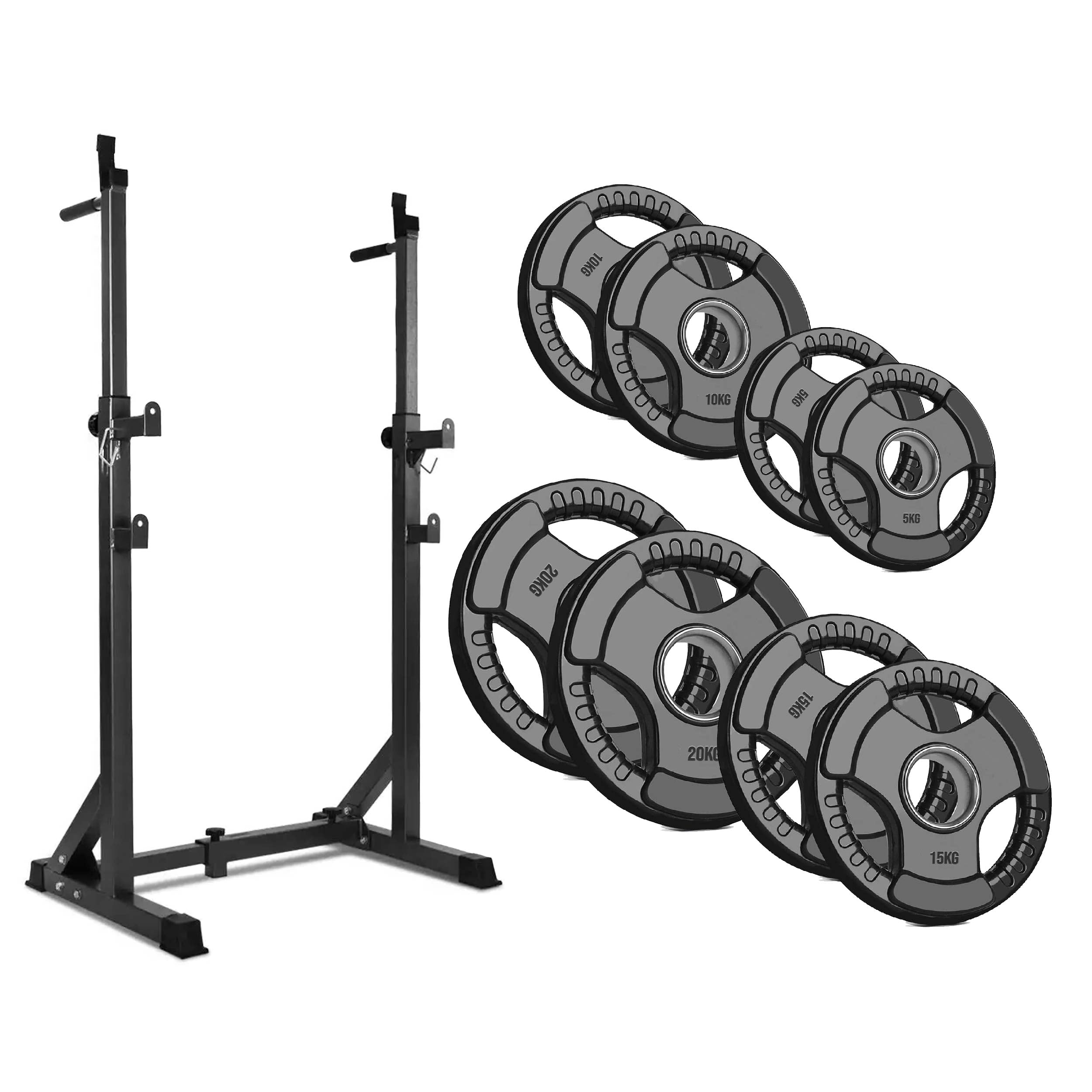 Heavy-Duty Adjustable Half Squat Rack with Dip Station & Spotters, 200KG Max Load – Powder-Coated Steel Strength Training Stand for Home Gym