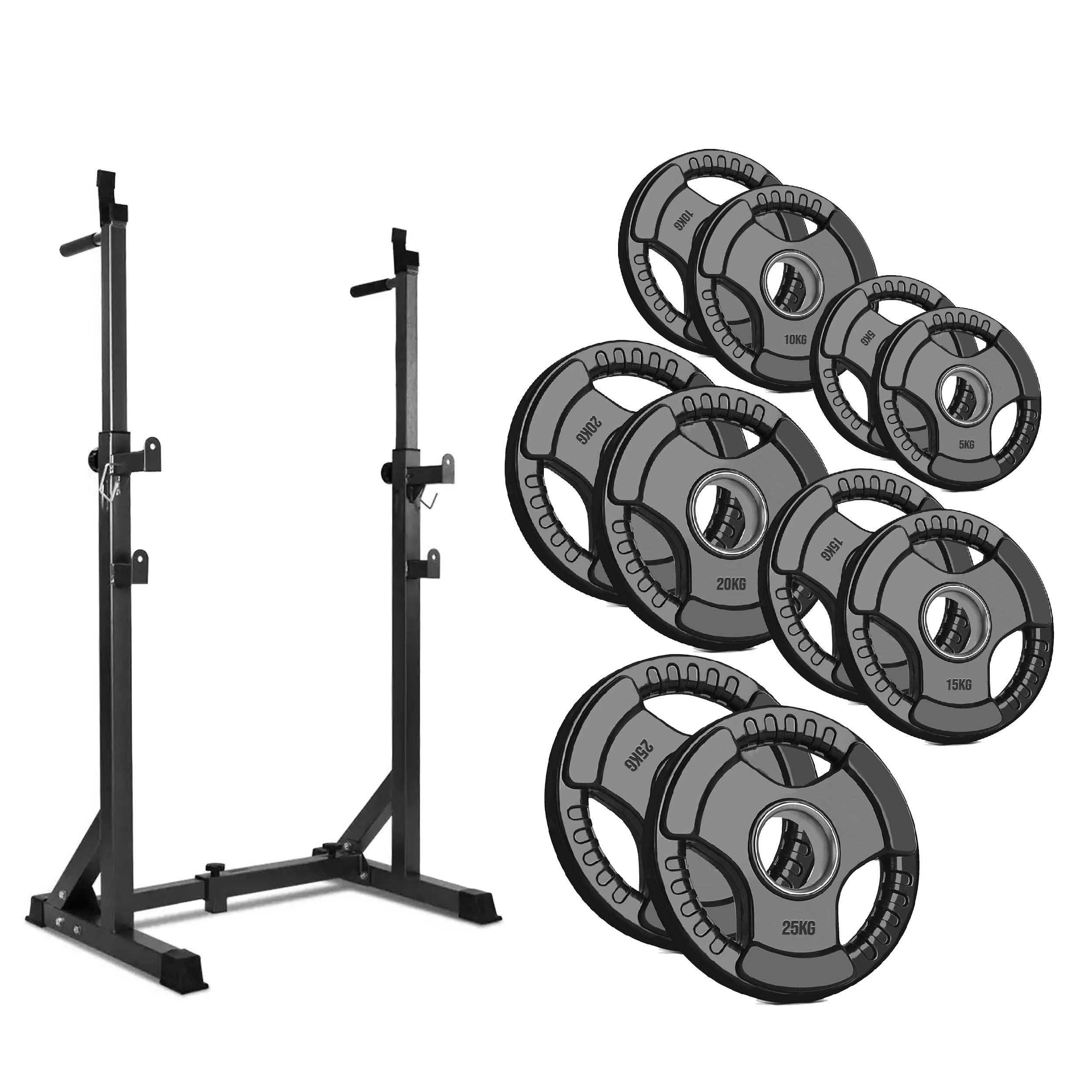 Heavy-Duty Adjustable Half Squat Rack with Dip Station & Spotters, 200KG Max Load – Powder-Coated Steel Strength Training Stand for Home Gym