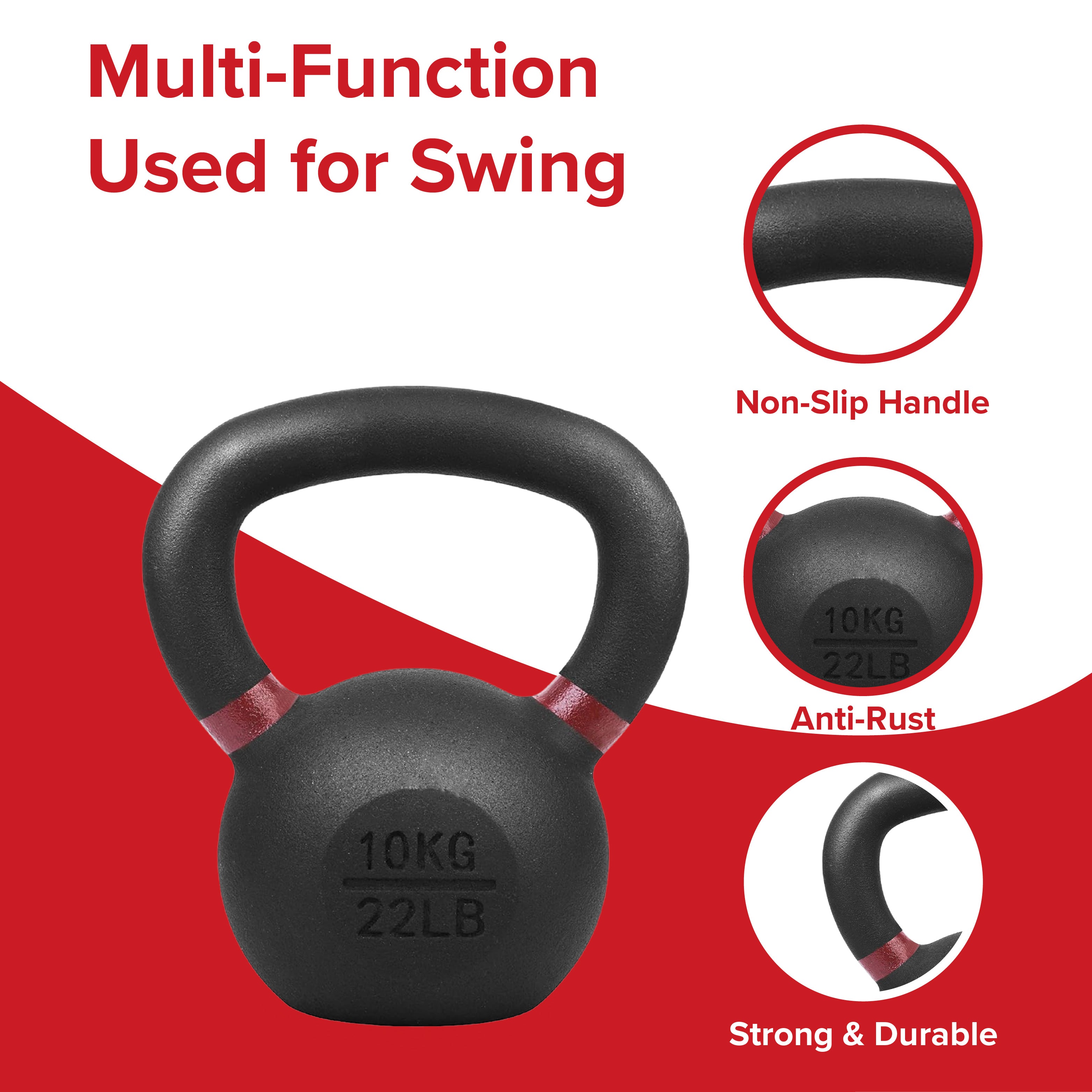 Heavy-Duty Cast Iron Kettlebells – Durable Classic Finish – Ergonomic Handle for Full‑Body Strength Training – Home Gym Essential