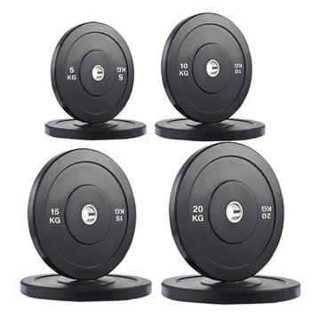 Olympic Bumper Weight Plates Pro Set Crumb Rubber Plates with Stainless Steel Insert, Coloured Weight Discs for Strength Training, Olympic Barbell Home Gym Fitness