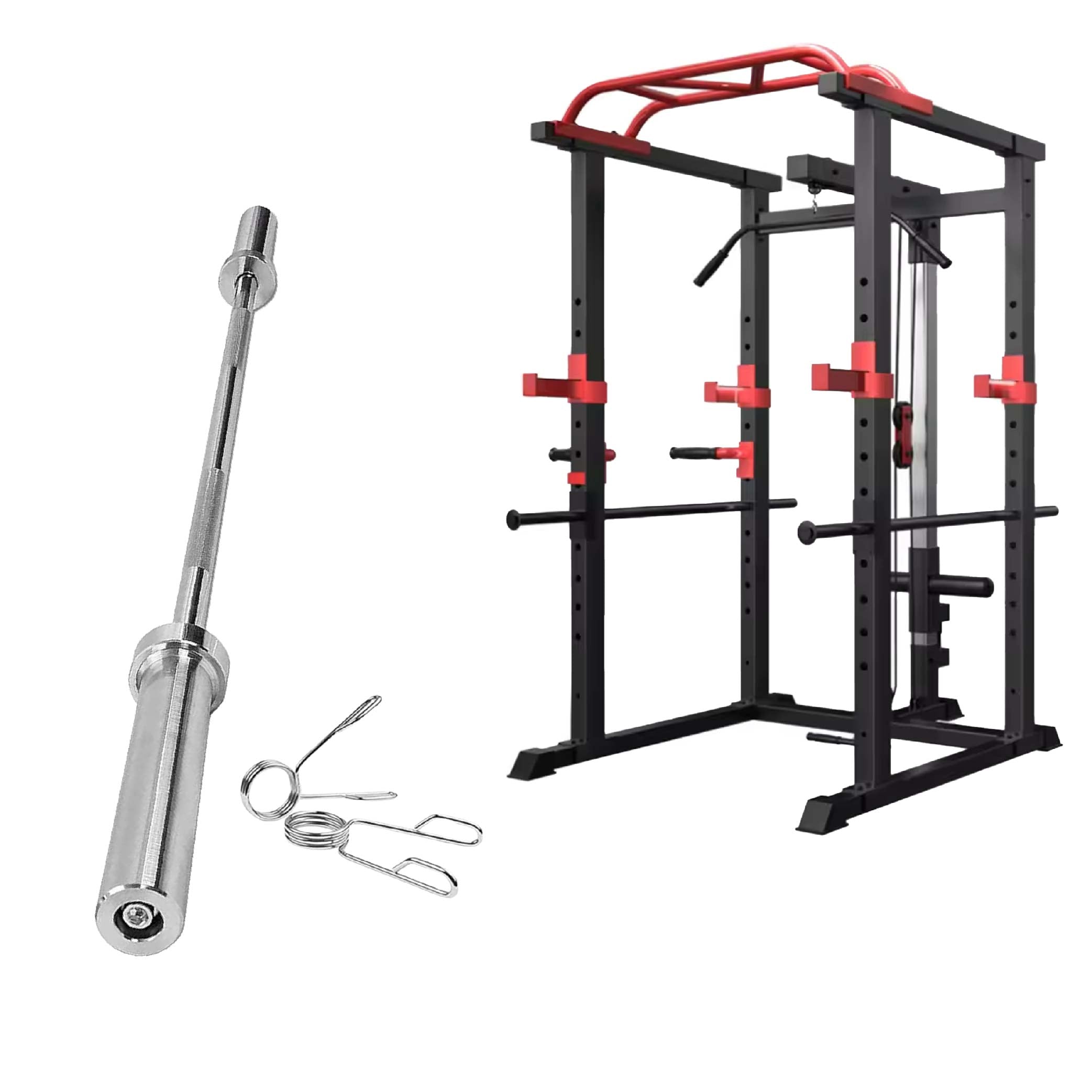 Adjustable Steel Power Rack with Multi Cage – Cable Pulley System & Multi‑Grip Pull‑Up Bar for Complete Home Gym