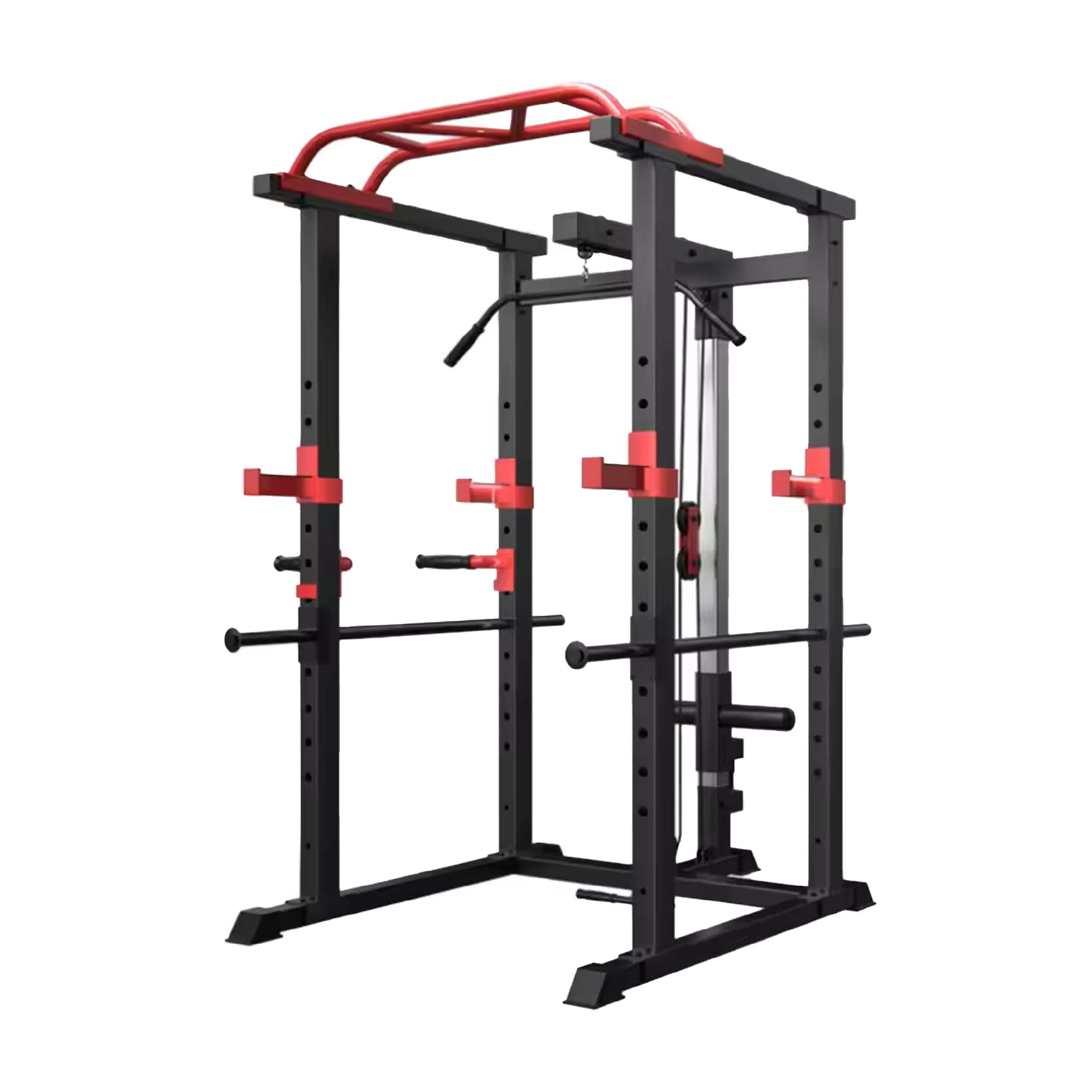 Adjustable Steel Power Rack with Multi Cage – Cable Pulley System & Multi‑Grip Pull‑Up Bar for Complete Home Gym