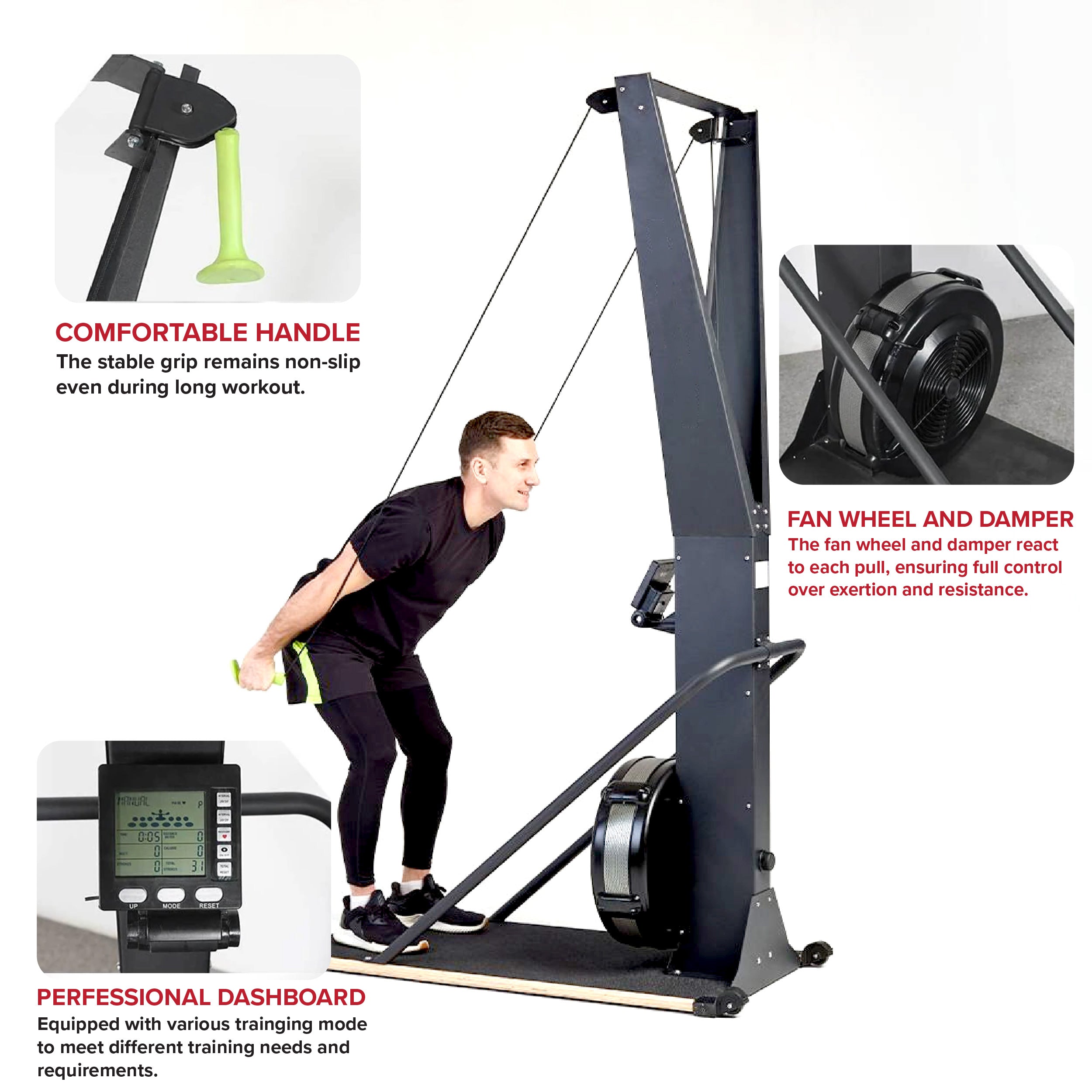 Indoor Ski Cross Trainer with LED Display – Full‑Body Nordic Simulated Ski Machine, High‑Intensity Cardio & Strength Training, Compact Home Gym Equipment