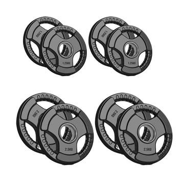 Tri Grip Olympic Weight Plates – Rubber-Coated Barbell Set for Home Gym