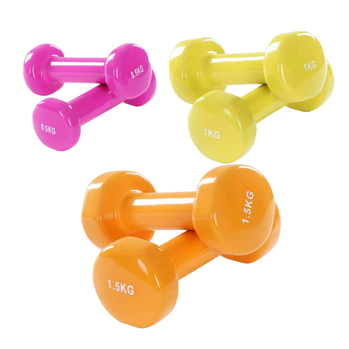 Durable Neoprene Vinyl Dumbbell Set – Multi Color, Anti Slip Coating – Strength & Tone Training for Home Gym – Anti Roll Design