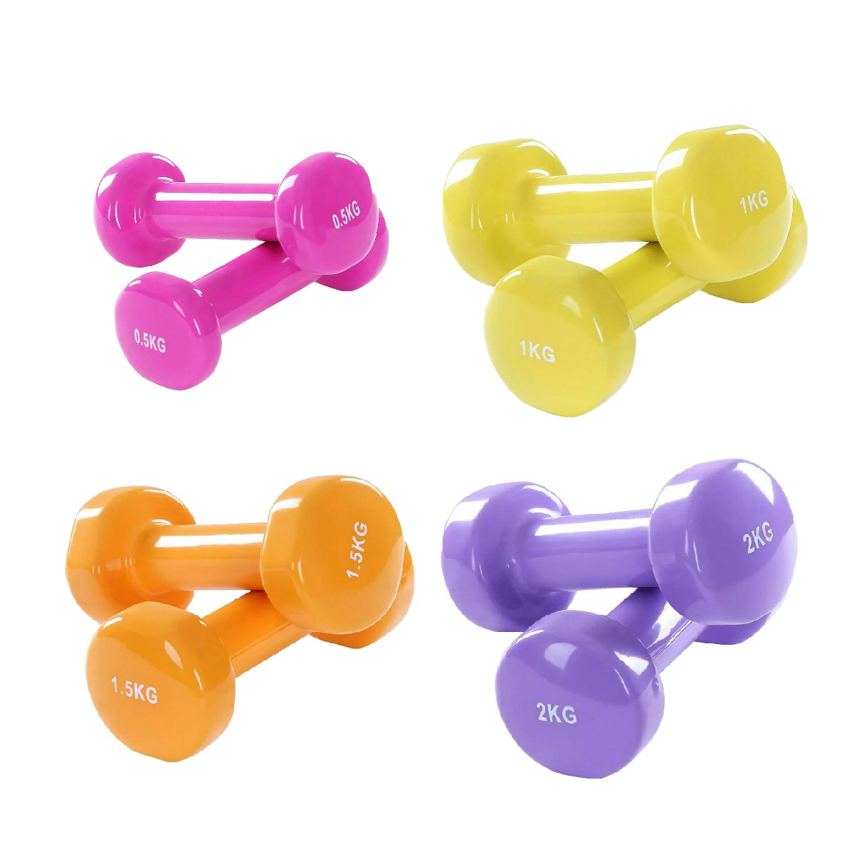 Durable Neoprene Vinyl Dumbbell Set – Multi Color, Anti Slip Coating – Strength & Tone Training for Home Gym – Anti Roll Design