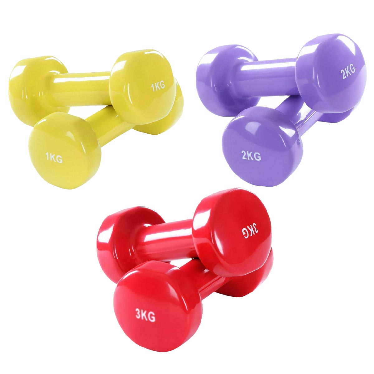 Durable Neoprene Vinyl Dumbbell Set – Multi Color, Anti Slip Coating – Strength & Tone Training for Home Gym – Anti Roll Design