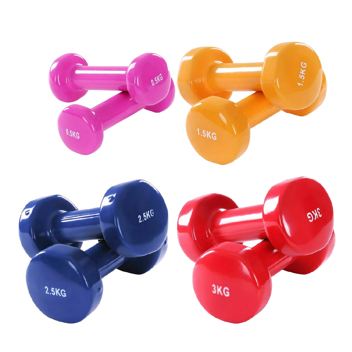 Durable Neoprene Vinyl Dumbbell Set – Multi Color, Anti Slip Coating – Strength & Tone Training for Home Gym – Anti Roll Design