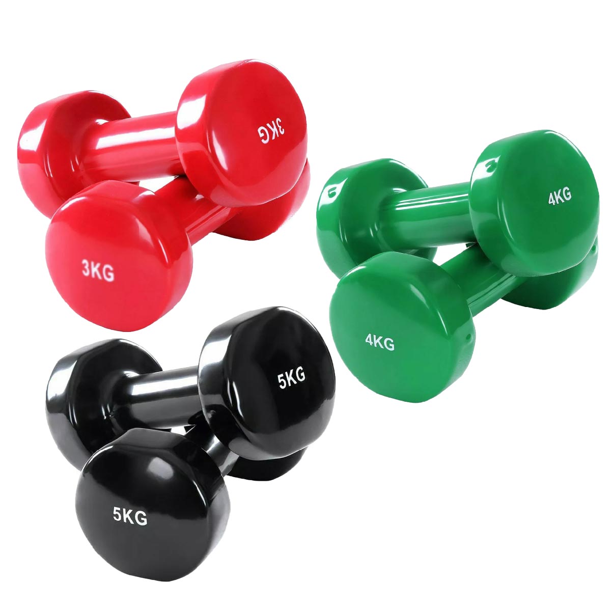 Durable Neoprene Vinyl Dumbbell Set – Multi Color, Anti Slip Coating – Strength & Tone Training for Home Gym – Anti Roll Design
