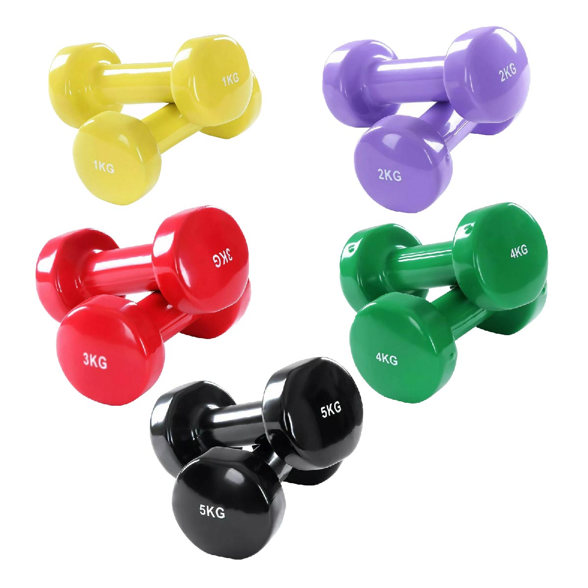 Durable Neoprene Vinyl Dumbbell Set – Multi Color, Anti Slip Coating – Strength & Tone Training for Home Gym – Anti Roll Design