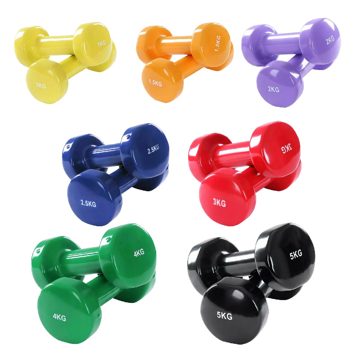 Durable Neoprene Vinyl Dumbbell Set – Multi Color, Anti Slip Coating – Strength & Tone Training for Home Gym – Anti Roll Design