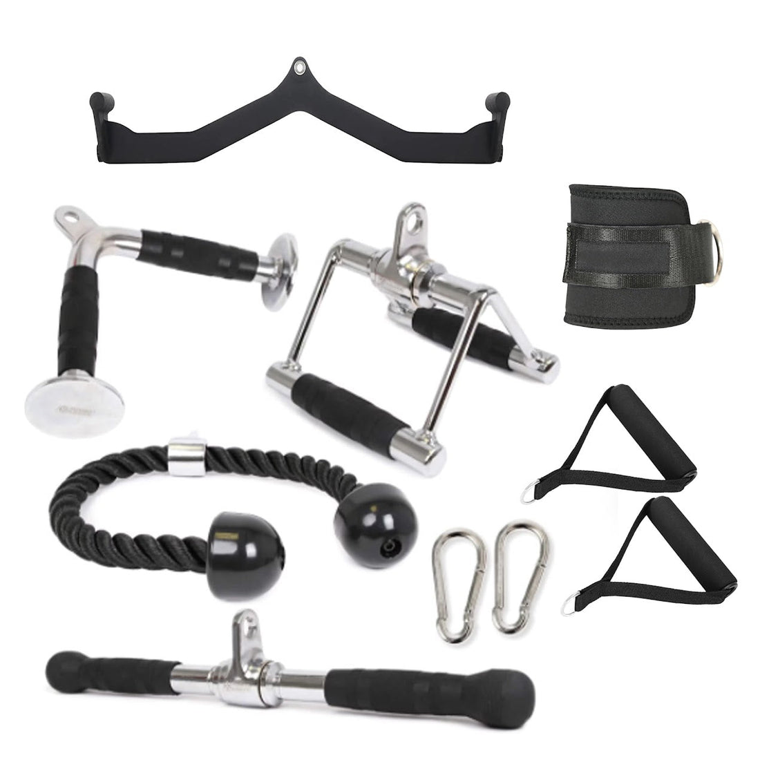 Upgrade Your Home Gym Setup – Cable Attachments Kit with Multi-Grip Handles, Rope & Straps for Precision Strength Training