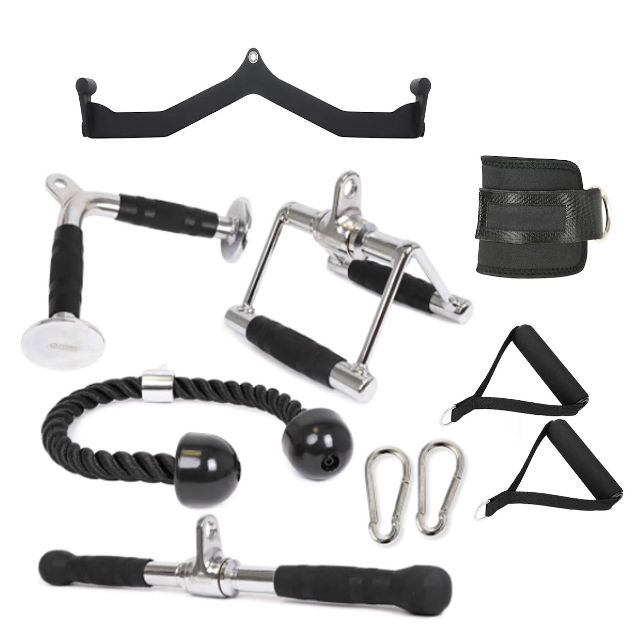 Upgrade Your Home Gym Setup – Cable Attachments Kit with Multi-Grip Handles, Rope & Straps for Precision Strength Training