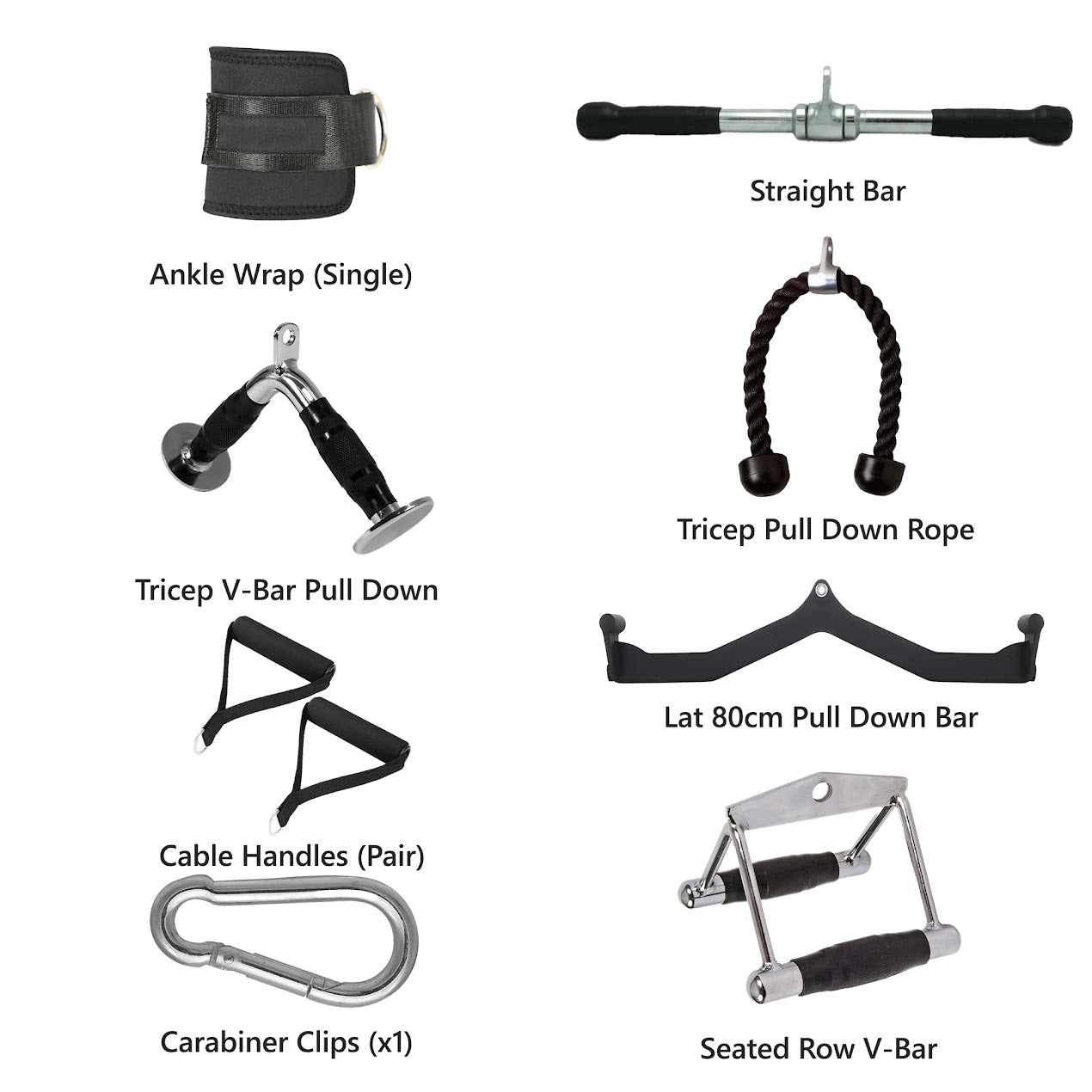 Upgrade Your Home Gym Setup – Cable Attachments Kit with Multi-Grip Handles, Rope & Straps for Precision Strength Training