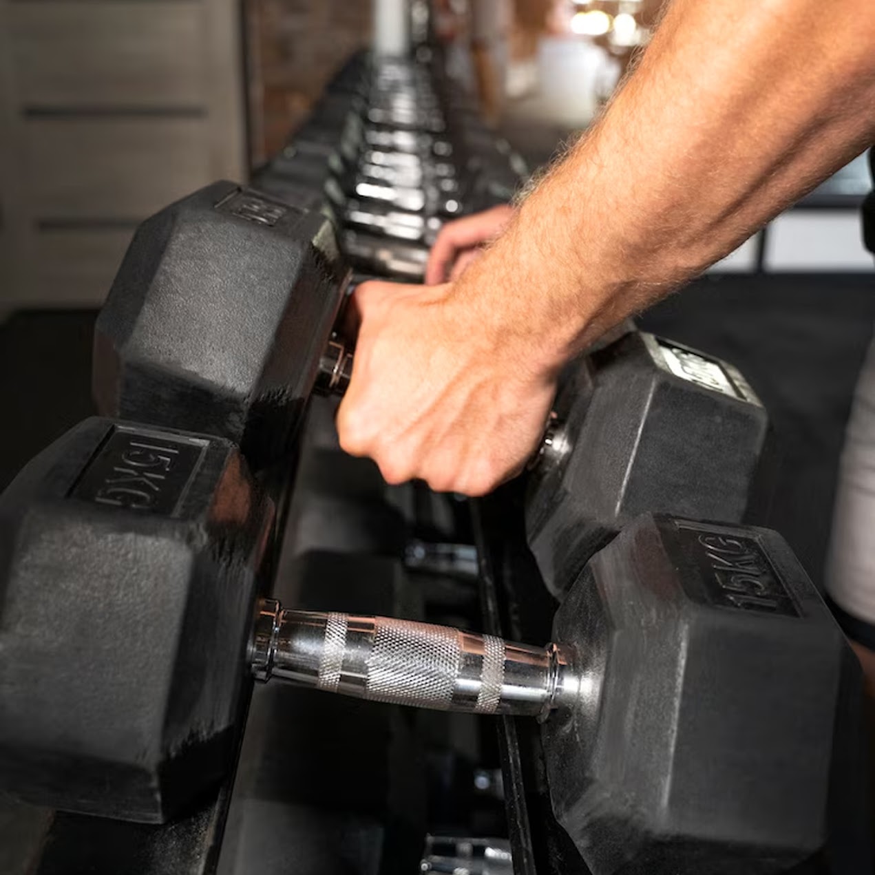 Hex Dumbbells 2.5kg–60kg Full Set or Pairs – Rubber-Coated Weights with Anti-Roll Design & Knurled Steel Handles – For Home Gym or Studio Strength Training