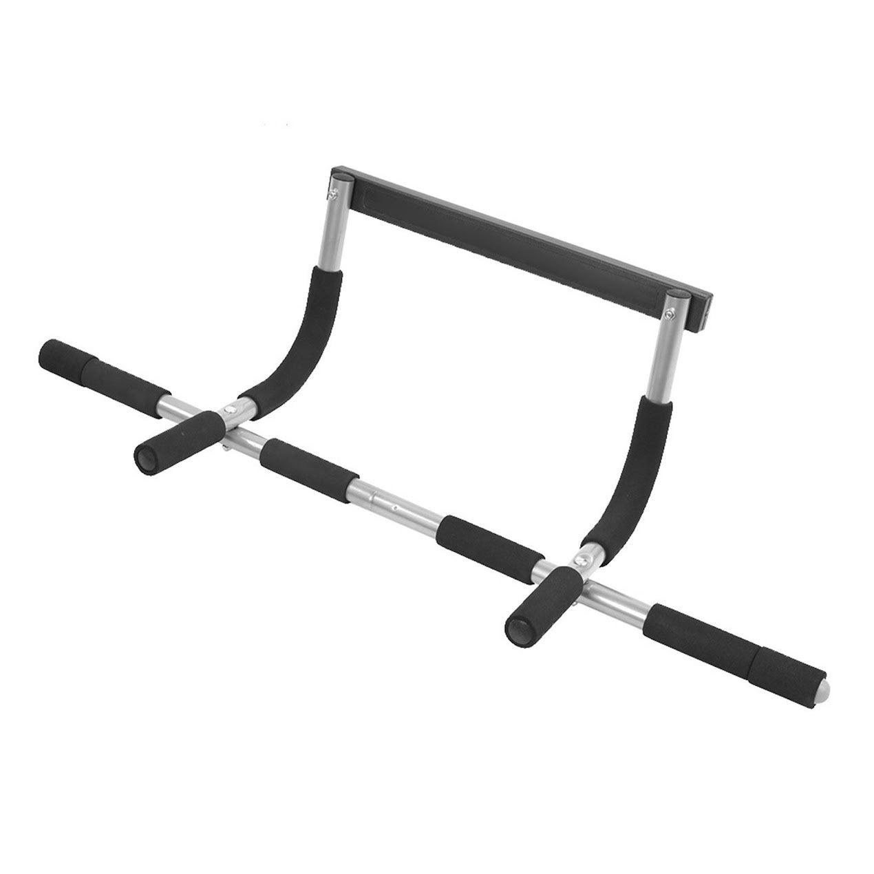 No Drill Doorway Pull Up Bar | Heavy Duty Foldable Chin Up Trainer with Padded Multi-Grip Handles | Fits 61–81 cm Door Frames | Black & Grey